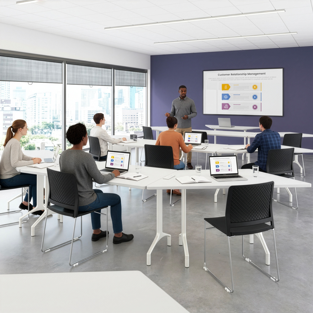 Shop Bush Business Furniture Synergy 60-inch Trapezoid Modular Office Conference Table, Image 03, SGD160WH, #color_white