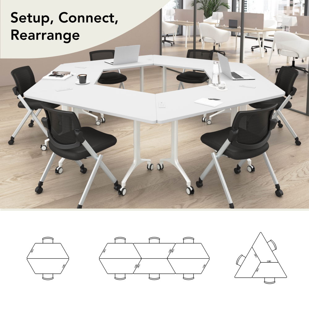Shop Bush Business Furniture Synergy 60-inch Trapezoid Modular Office Conference Table, Image 04, SGD160WH, #color_white