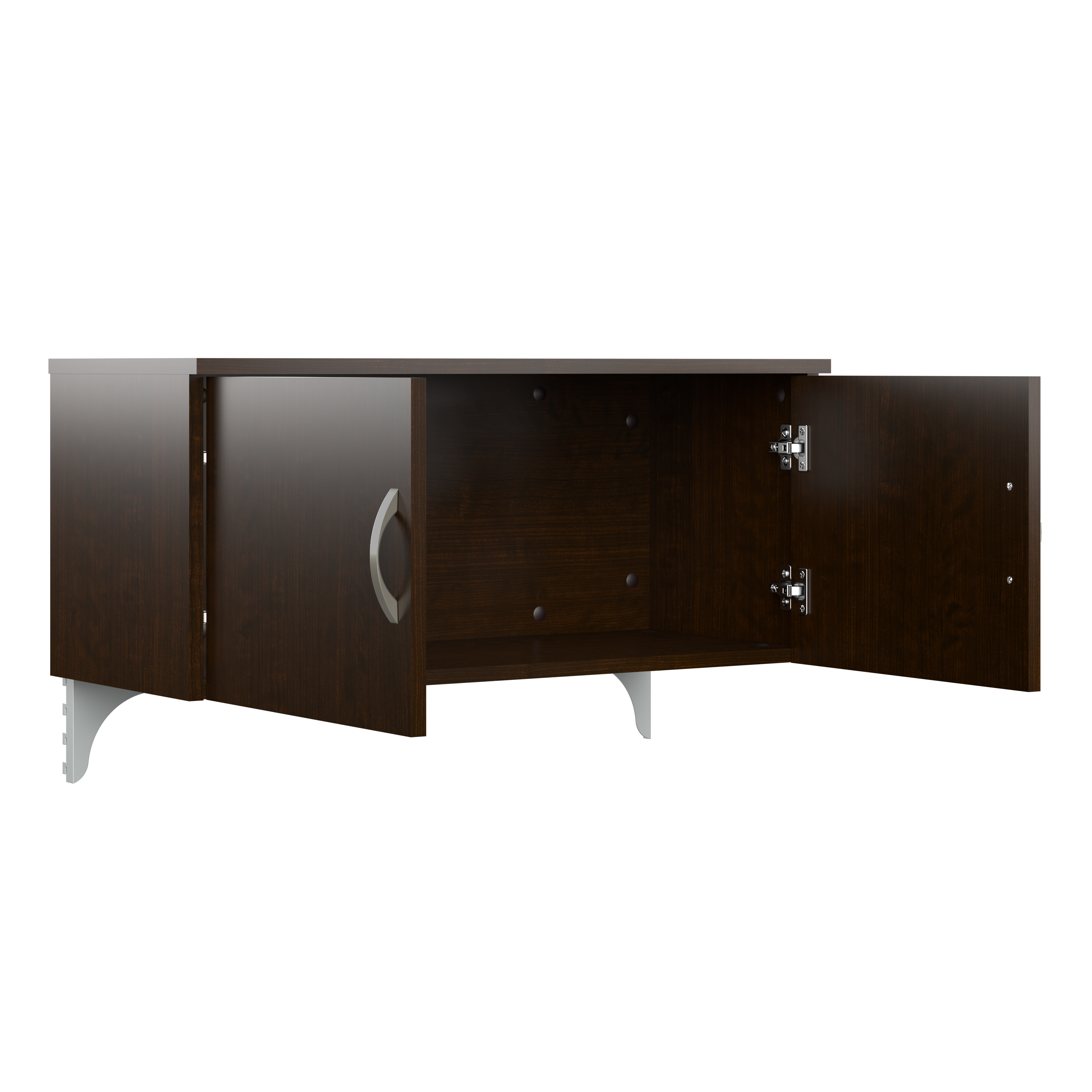 Shop Bush Business Furniture Office in an Hour 2 Person L Shaped Cubicle Desks with Storage, Drawers, and Organizers 08 OIAH008MR #color_mocha cherry