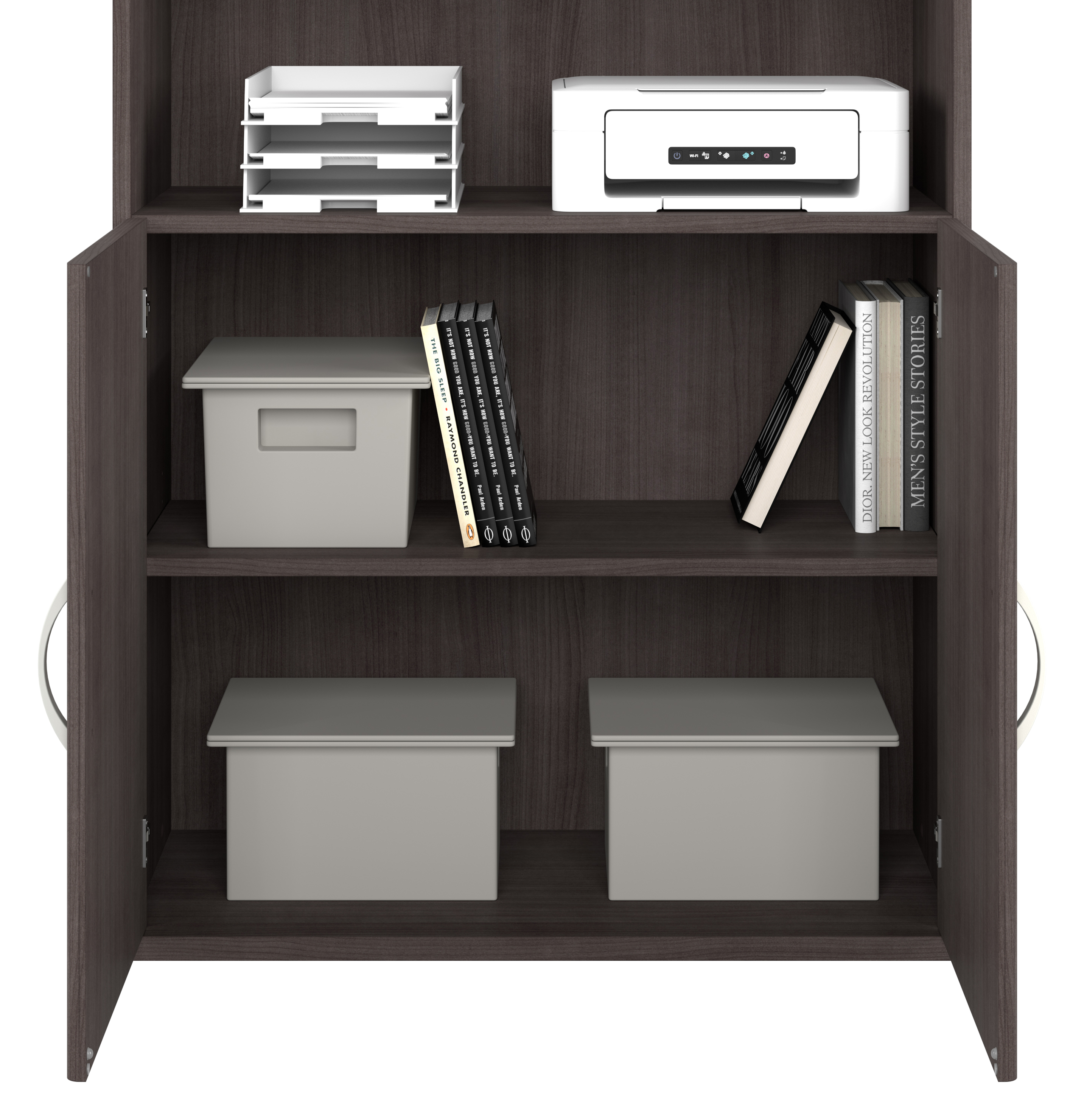 Shop Bush Business Furniture Hybrid Tall 5 Shelf Bookcase with Doors 07 HYB024SG #color_storm gray