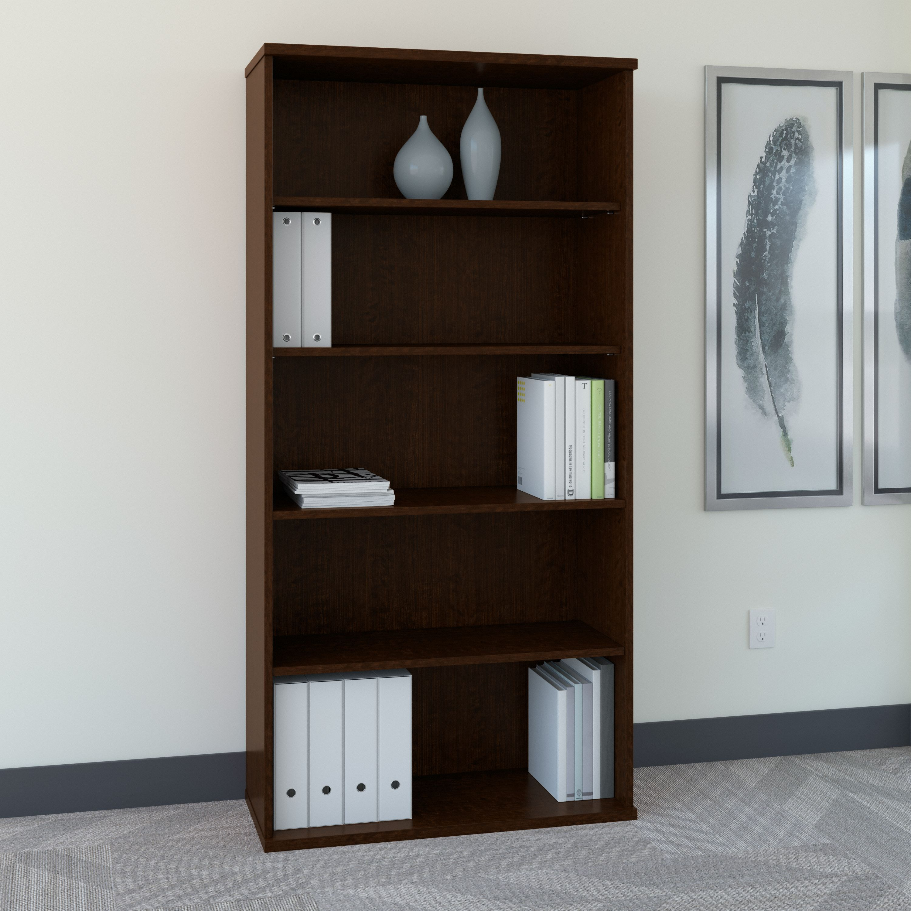 Shop Bush Business Furniture Series C 36W 5 Shelf Bookcase 01 WC12914 #color_mocha cherry