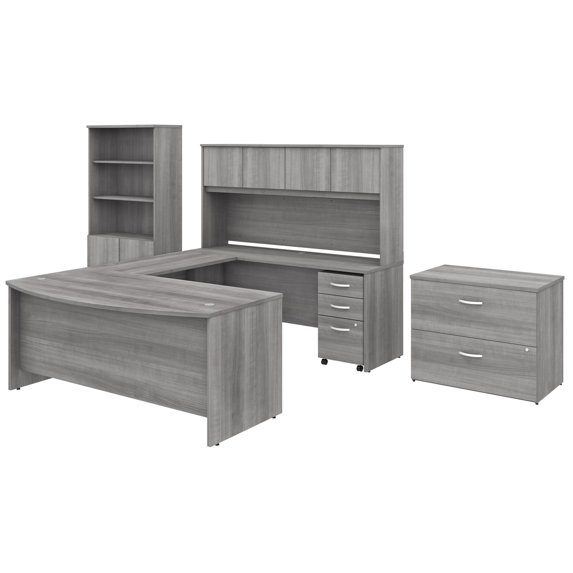 Studio C 72W x 36D U Shaped Desk with Hutch, Bookcase and