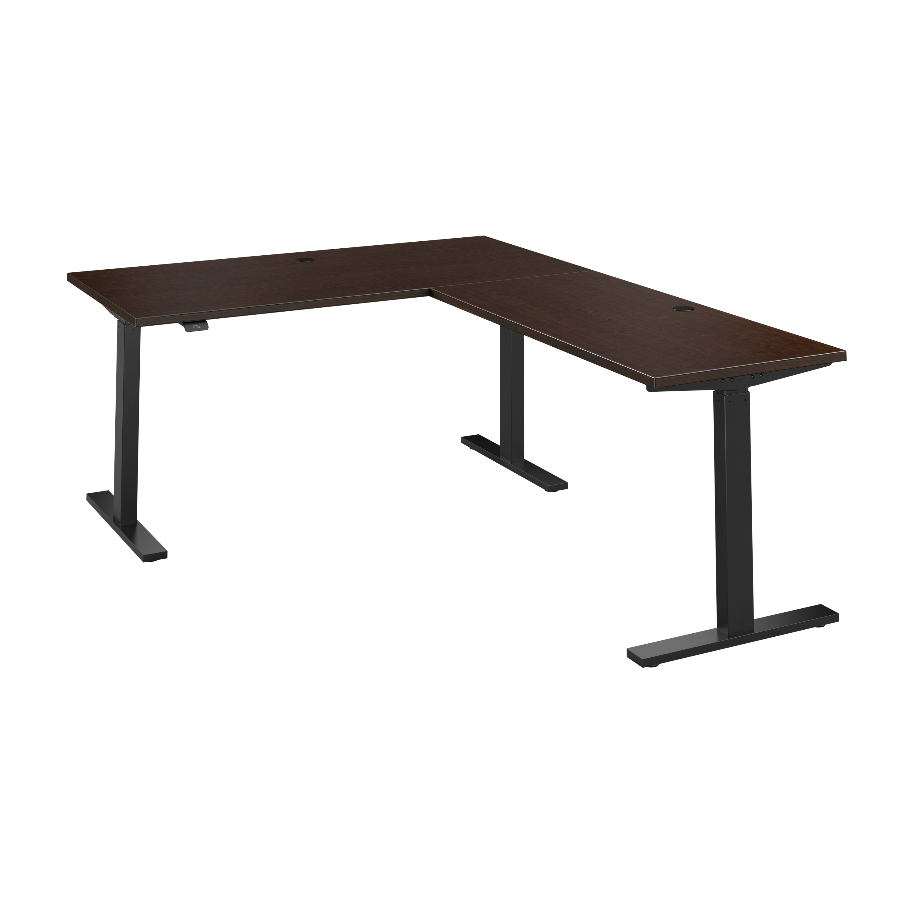 Shop Bush Business Furniture Move 60 Series 60W Height Adjustable L Shaped Standing Desk 02 M6SL6078MRBK #color_mocha cherry/black powder coat