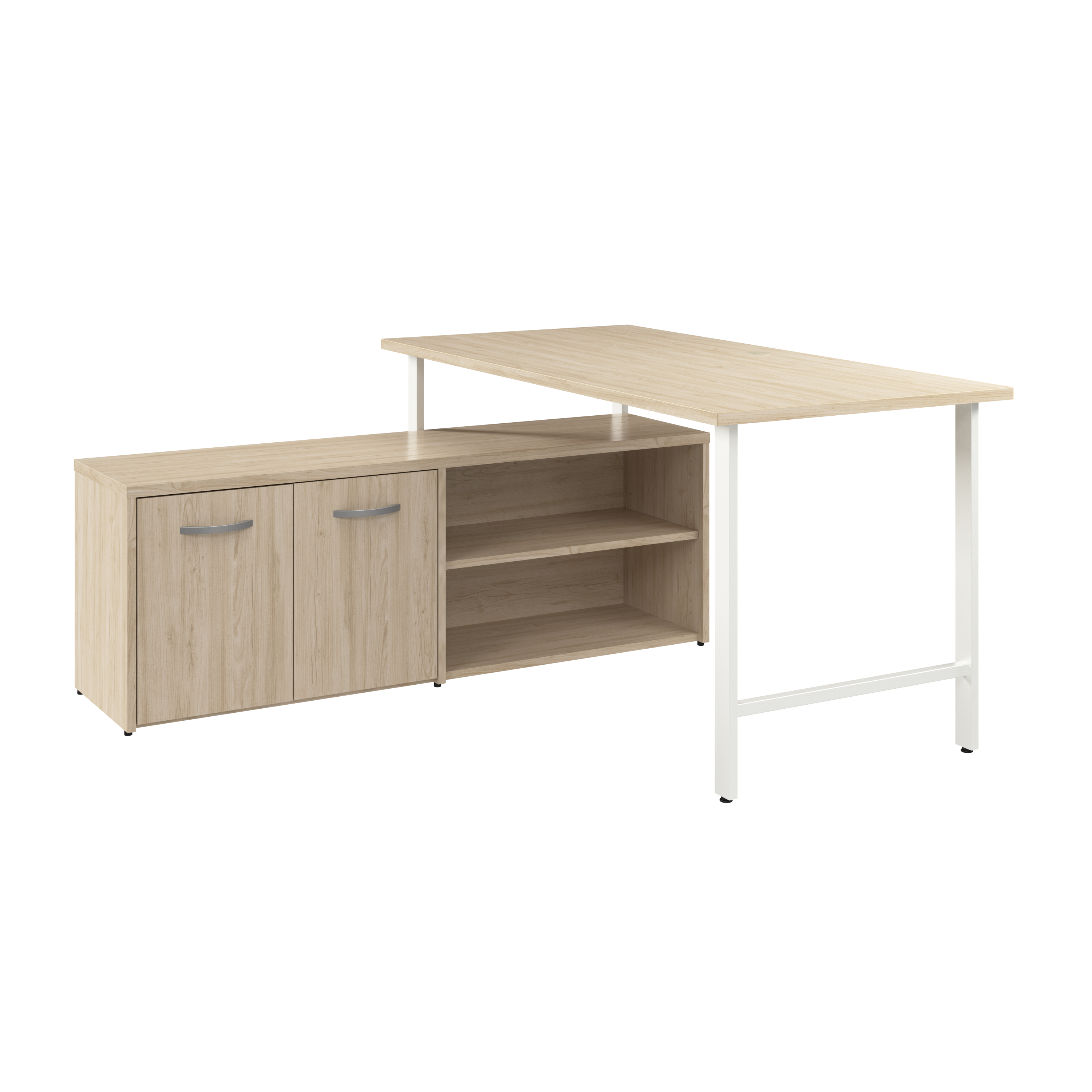 Shop Bush Business Furniture Hustle 60W x 30D Computer Desk and Low Storage Cabinet with Doors and Shelves 02 HUS011NE #color_natural elm