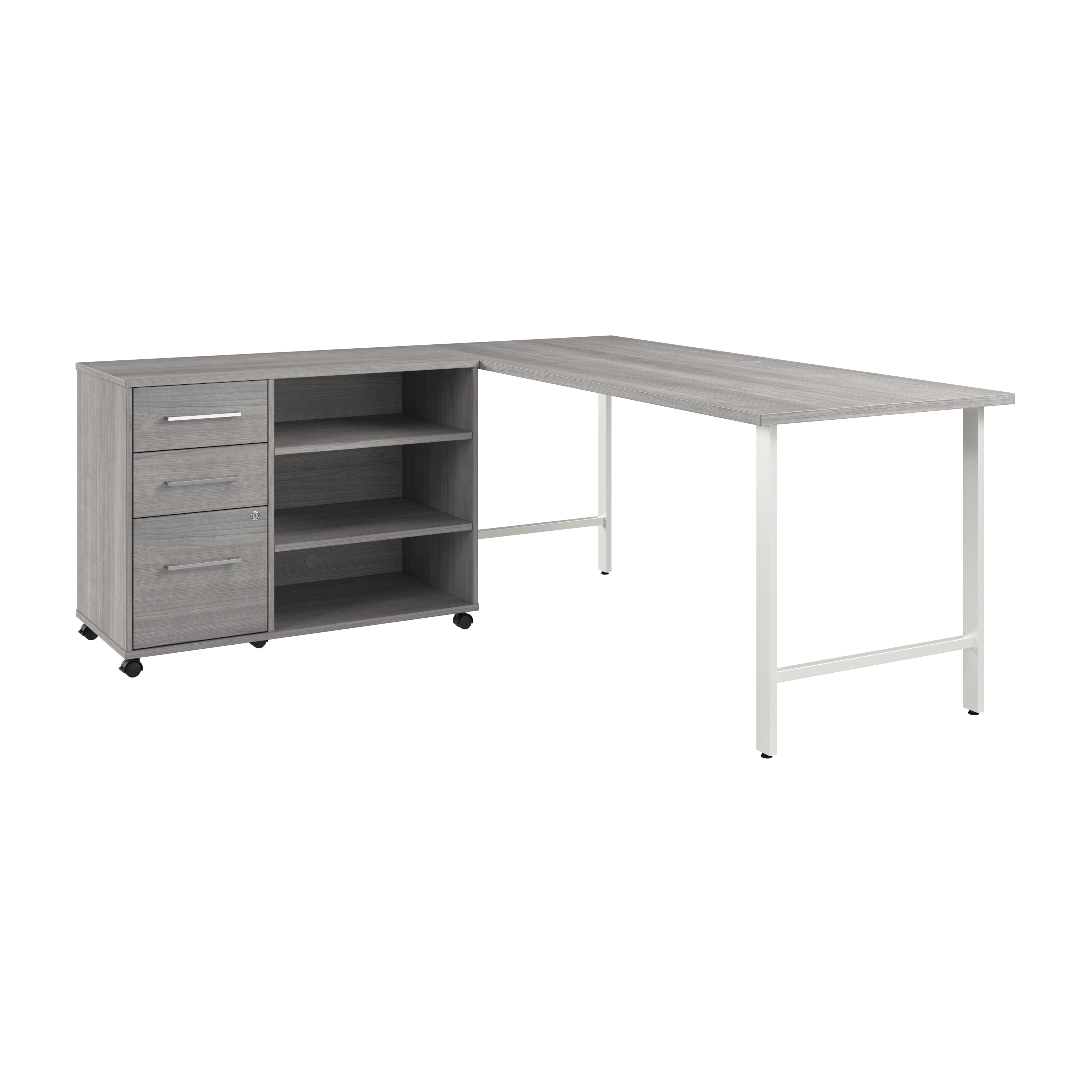 Shop Bush Business Furniture Hustle 72W x 30D Computer Desk and Storage Cabinet with Drawers and Shelves 02 HUS010PG #color_platinum gray