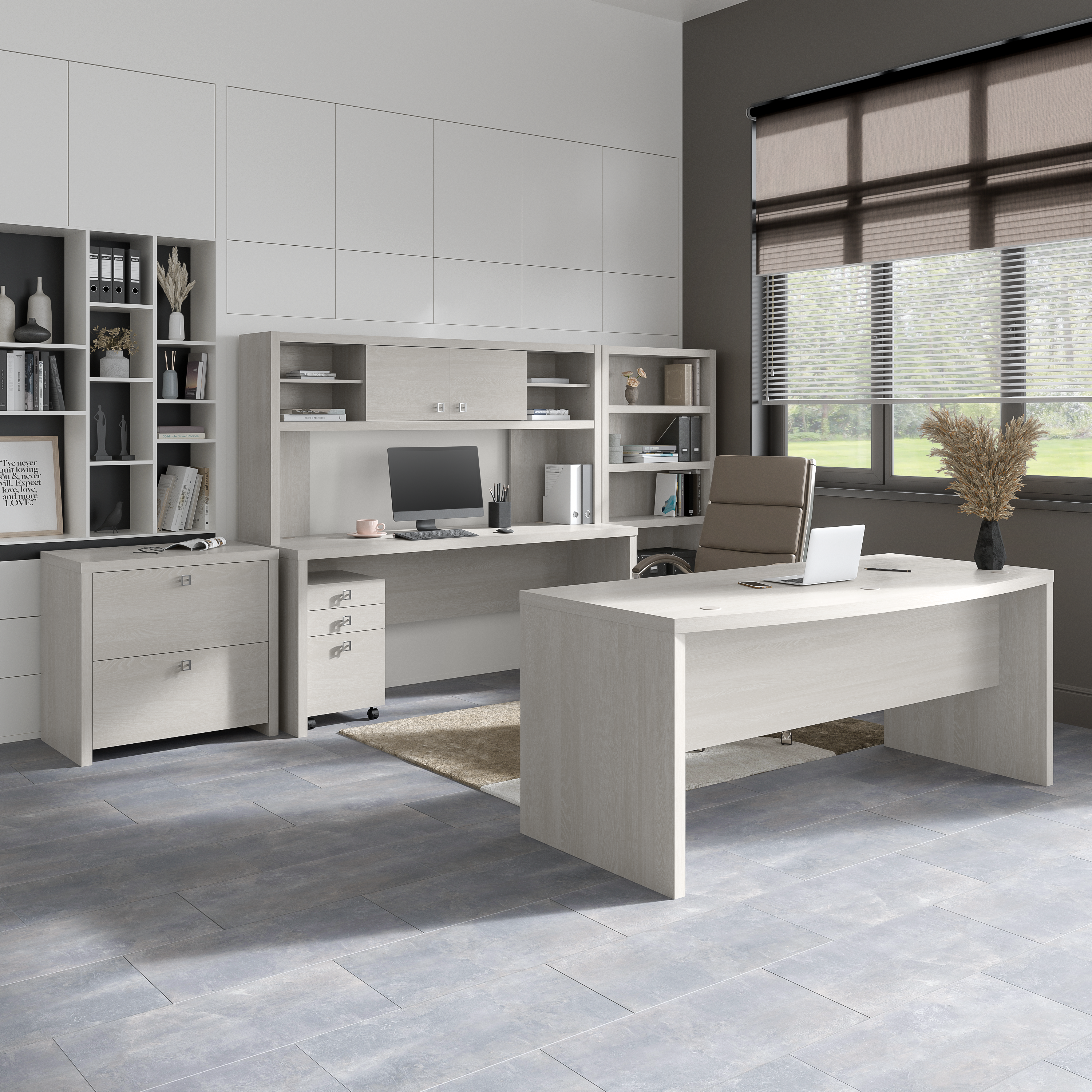 Shop Bush Business Furniture Echo 60W Bow Front Desk 06 KI60205-03 #color_gray sand