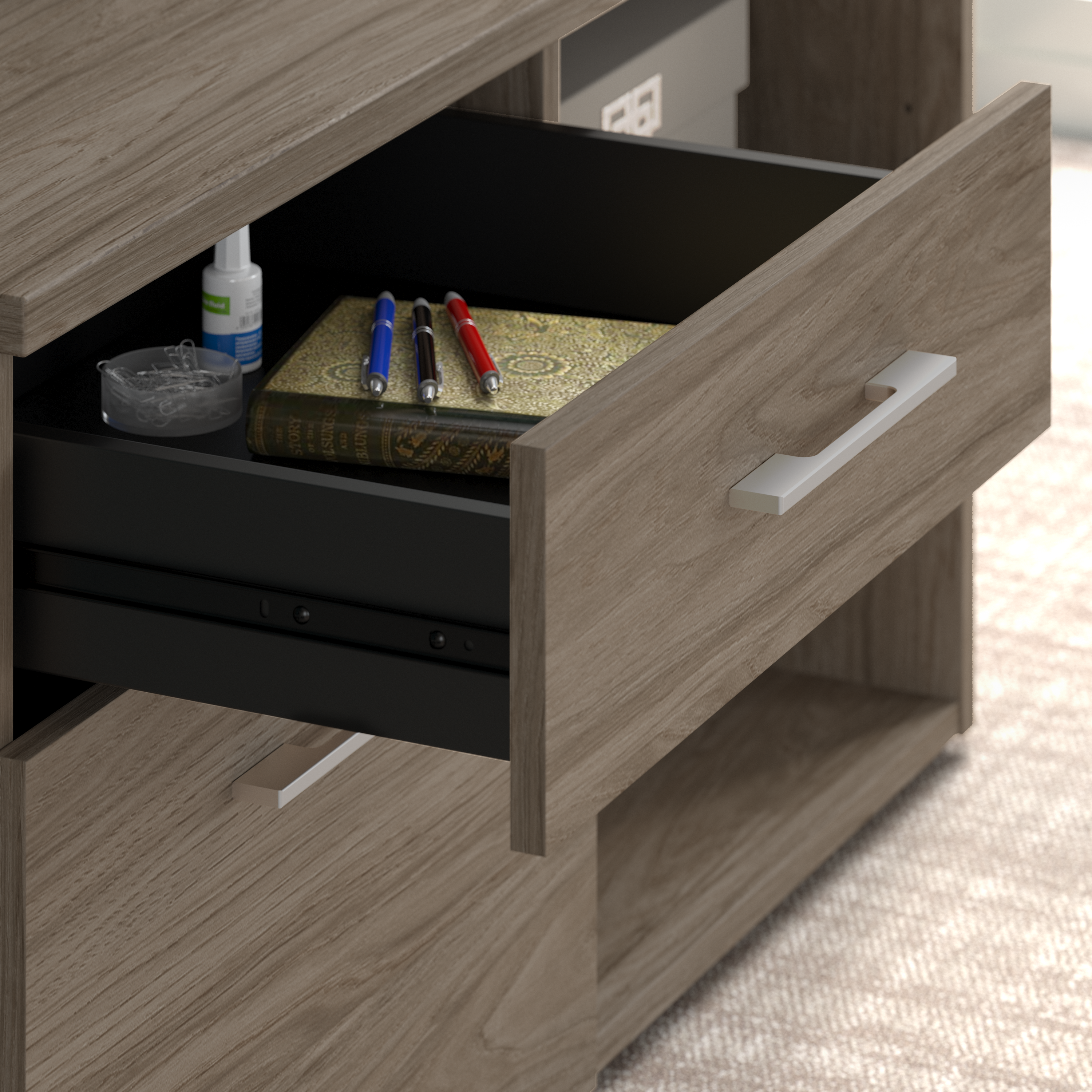 Shop Bush Business Furniture Office 500 72W U Shaped Executive Desk with Drawers 07 OF5002MHSU #color_modern hickory