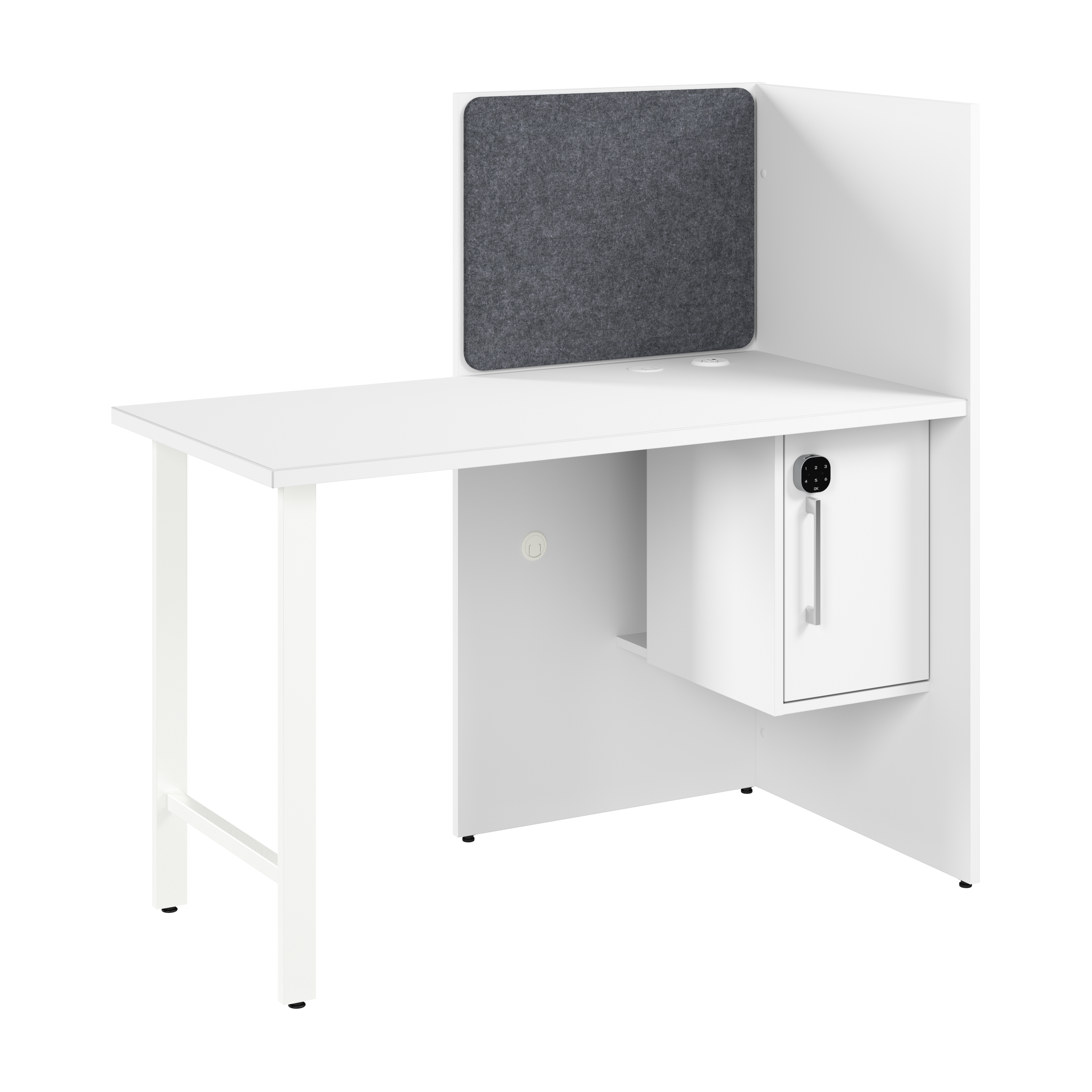Shop Hustle 48-inch Cubicle Desk for Office with Locking Storage Cabinet HUCB248WH 1 #color_white