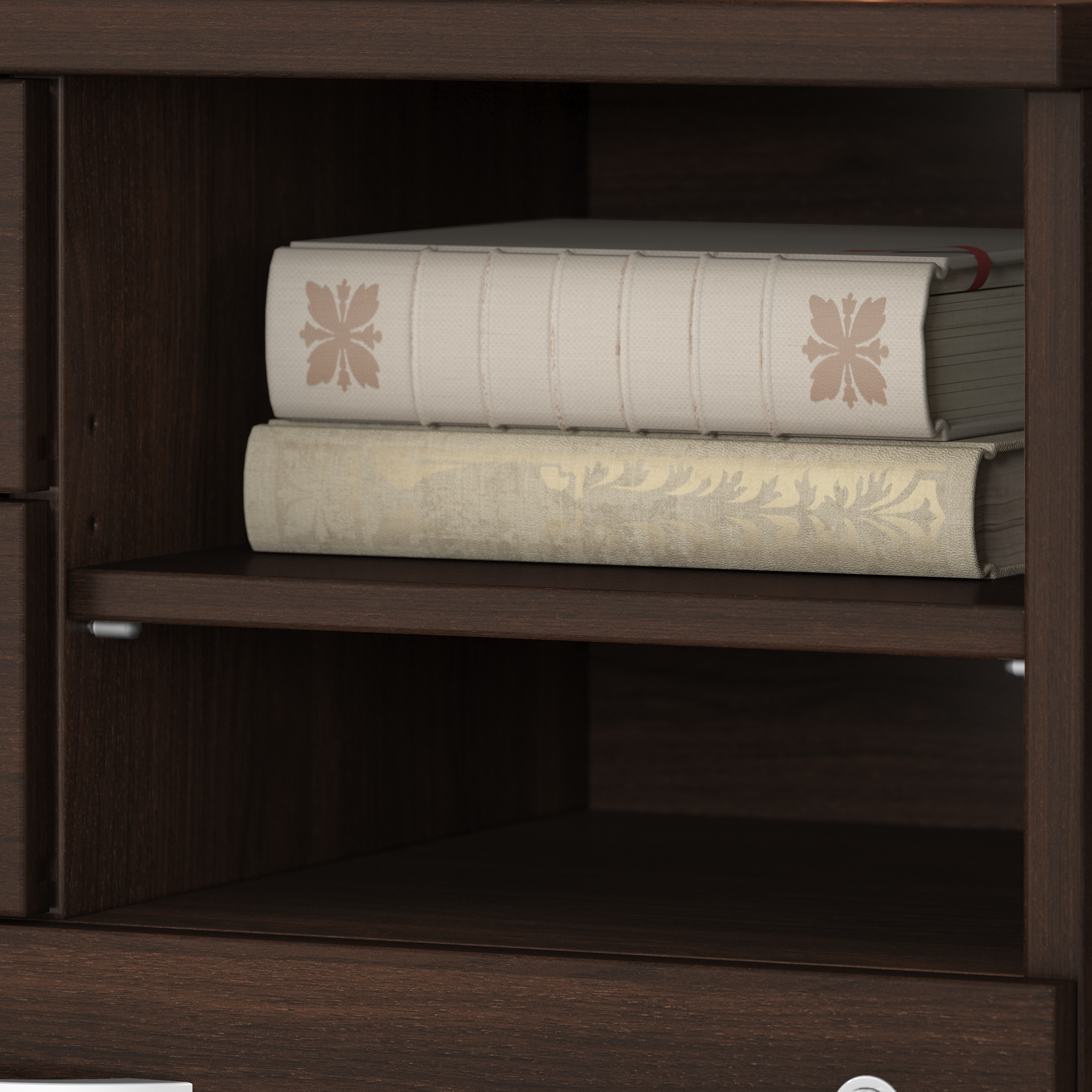 Shop Bush Business Furniture Studio C Office Storage Cabinet with Drawers and Shelves 08 SCF130BWSU #color_black walnut