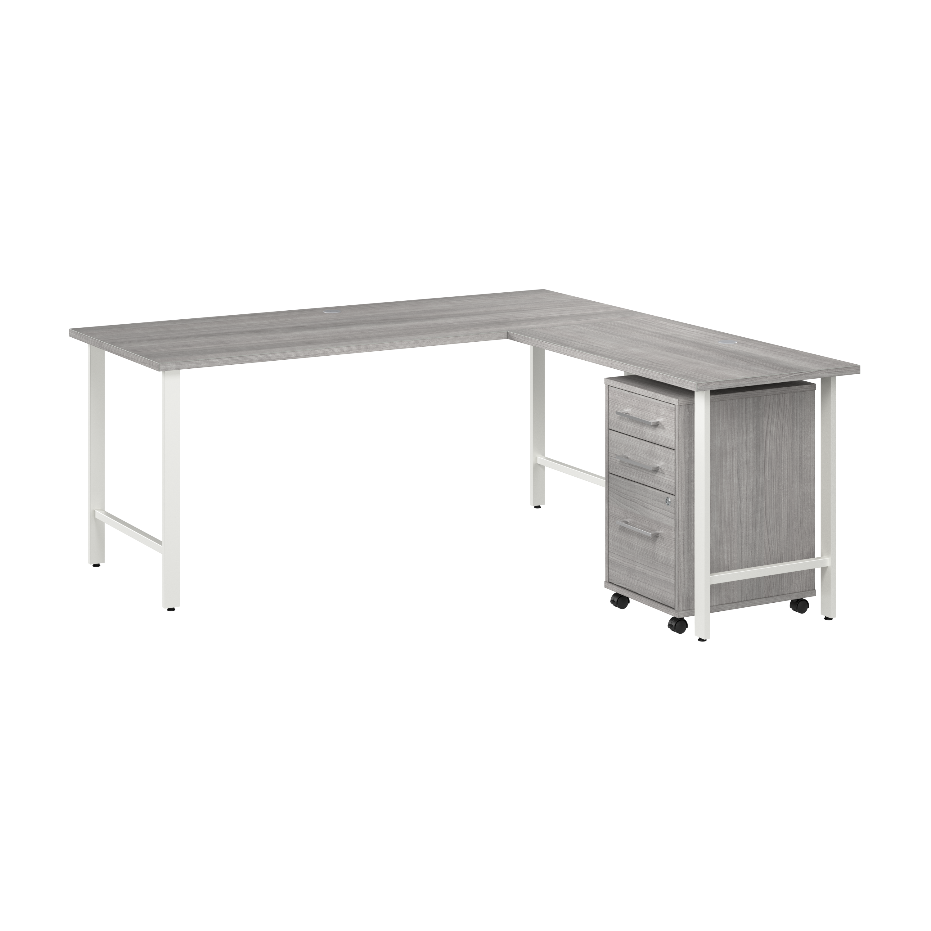 Shop Bush Business Furniture Hustle 72W x 30D L Shaped Computer Desk with 3 Drawer Mobile File Cabinet 02 HUS013PG #color_platinum gray