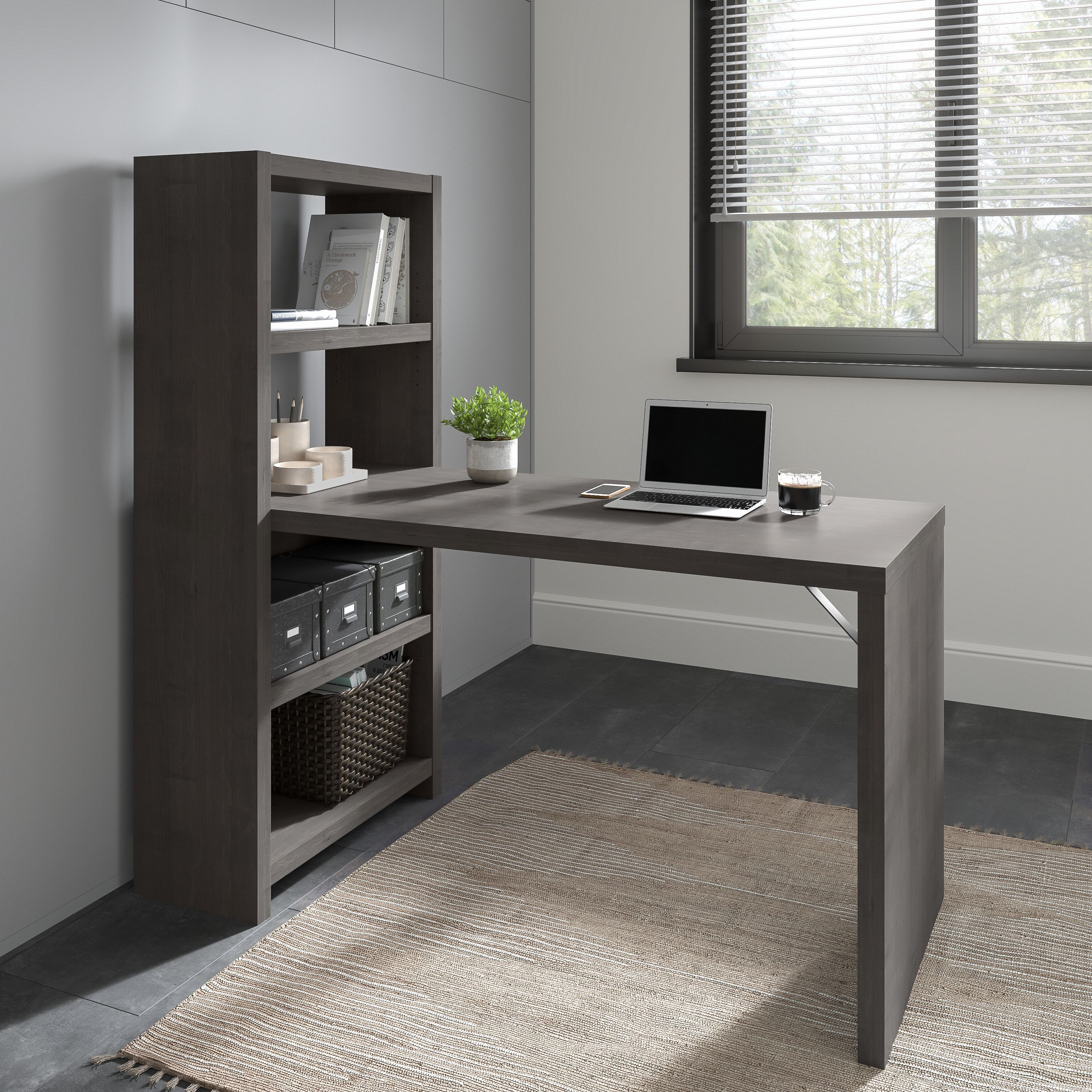 Shop Bush Business Furniture Echo 56W Bookcase Desk 01 KI60307-03 #color_charcoal maple