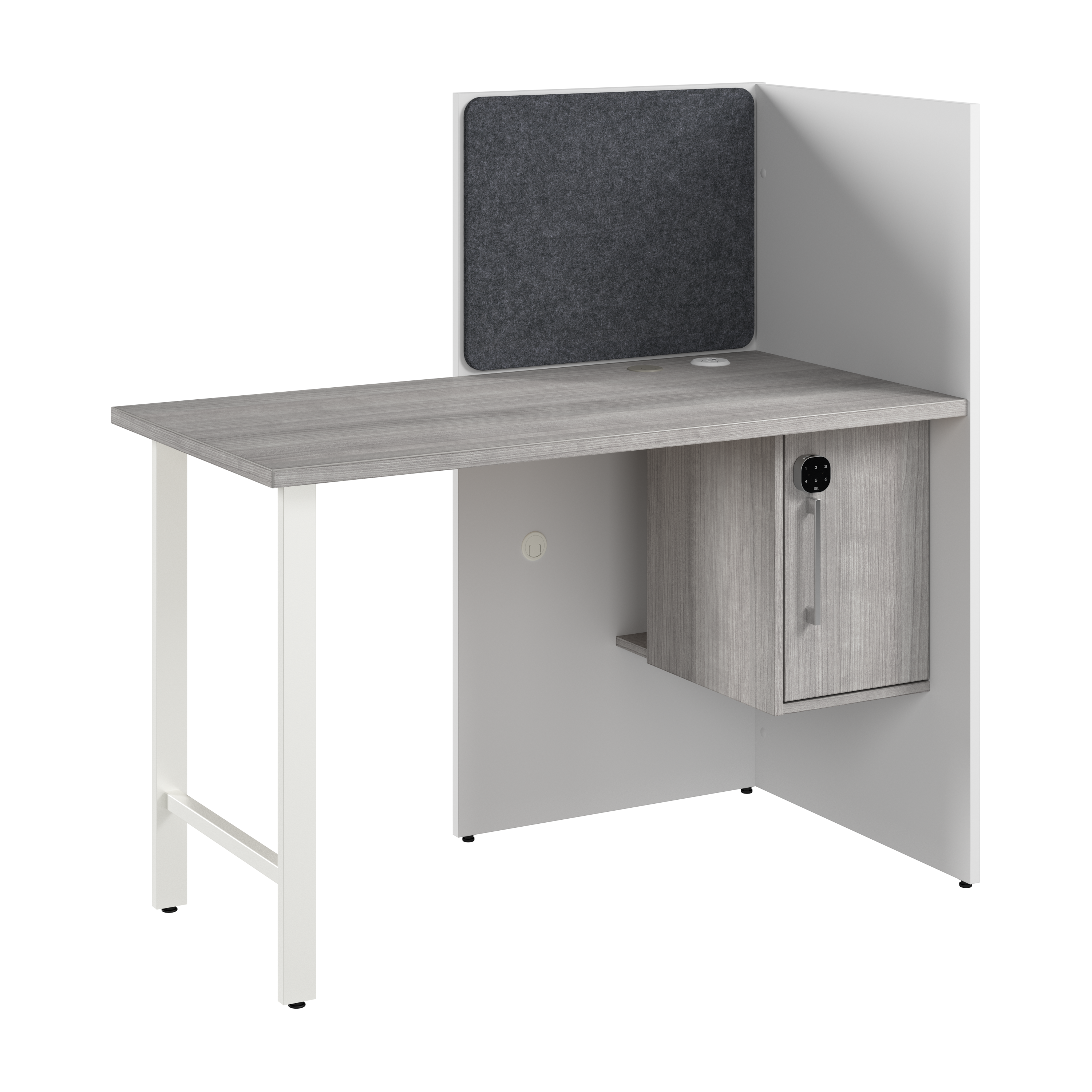 Shop Hustle 48-inch Cubicle Desk for Office with Locking Storage Cabinet HUCB248WHPG 1 #color_white/platinum gray