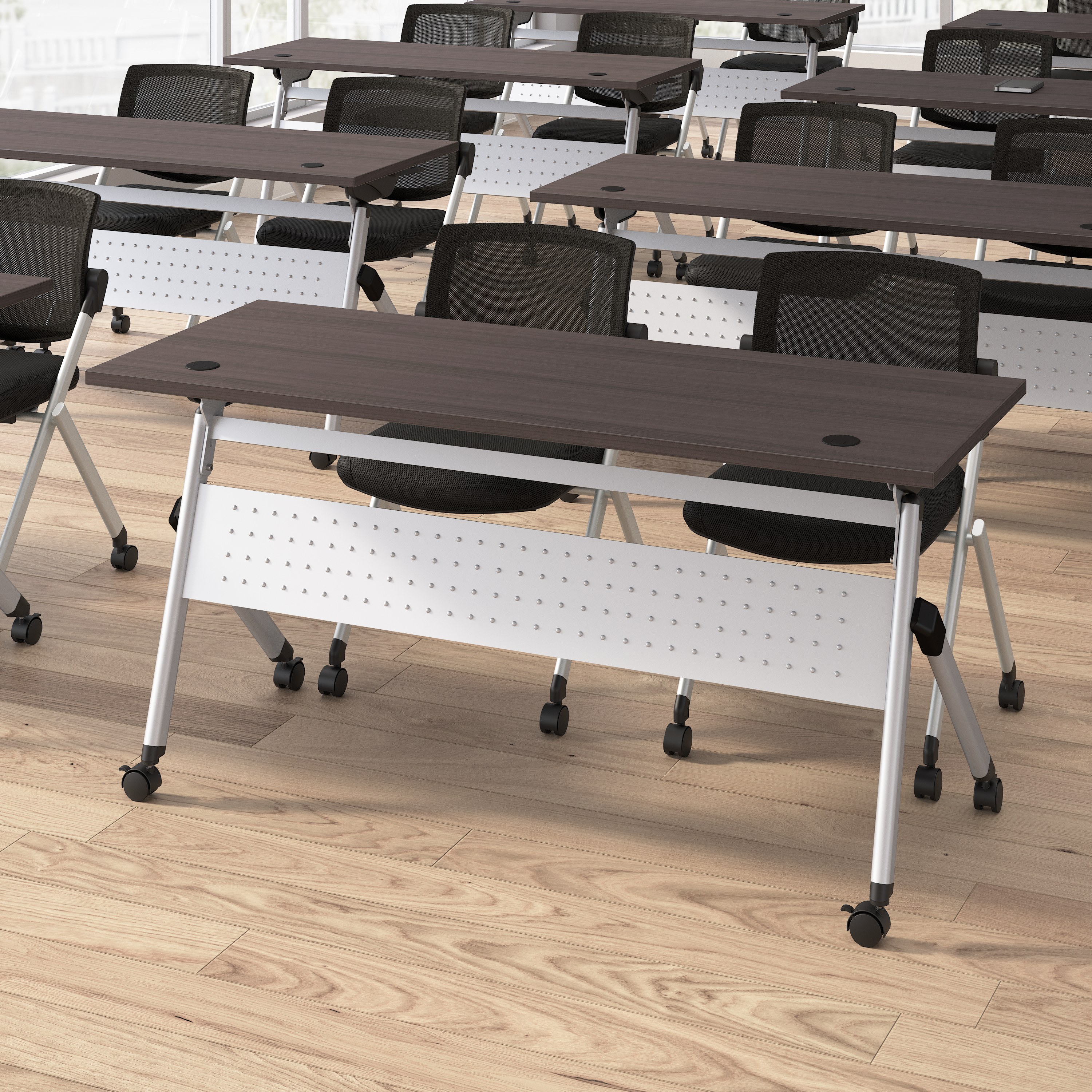 Shop Bush Business Furniture Envision 60W Folding Training Table and 2 Folding Chairs 04 NVS003SG #color_storm gray/cool gray metallic