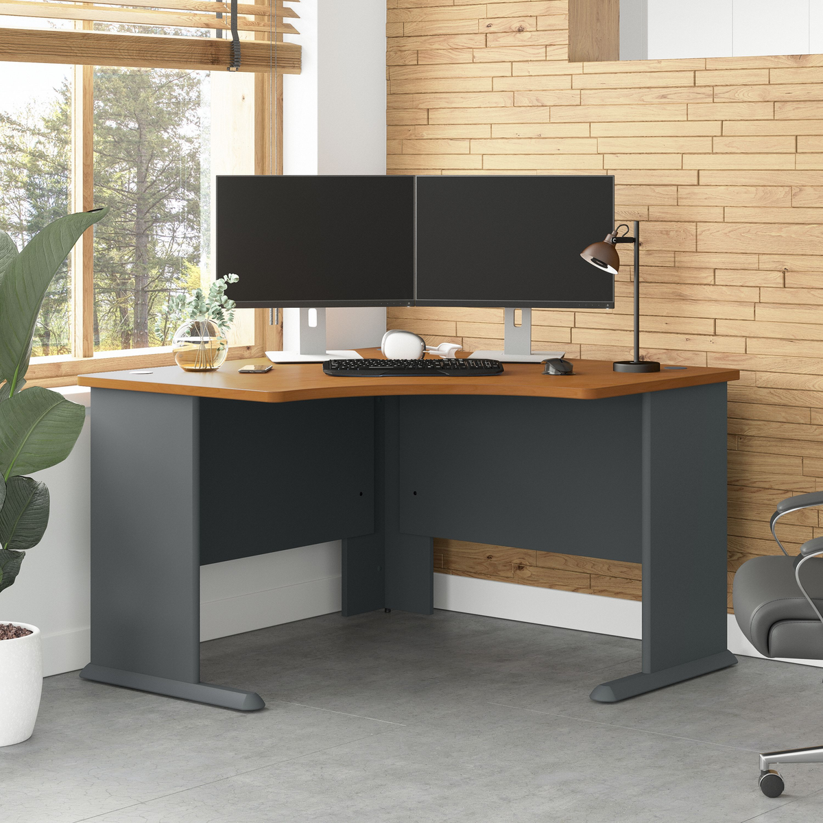 Bush Business Furniture Series A Corner Desk And Hutch In Natural