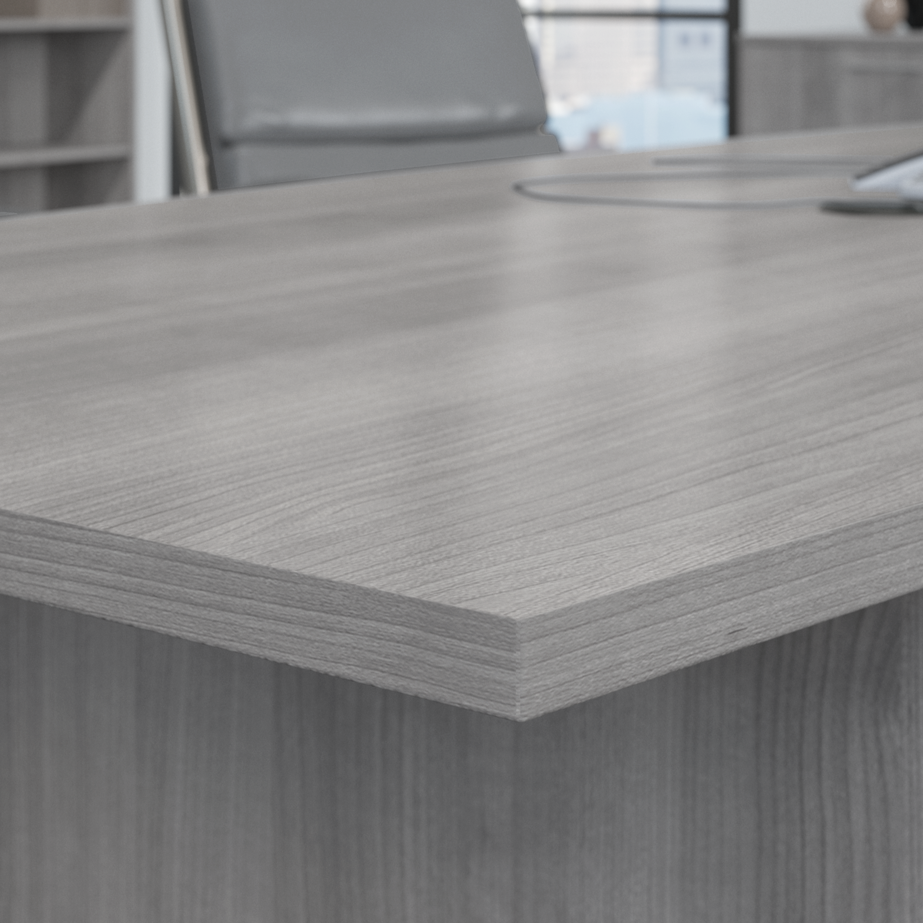 Shop Bush Business Furniture 120W x 48D Boat Shaped Conference Table with Metal Base 08 99TBM120PGSVK #color_platinum gray