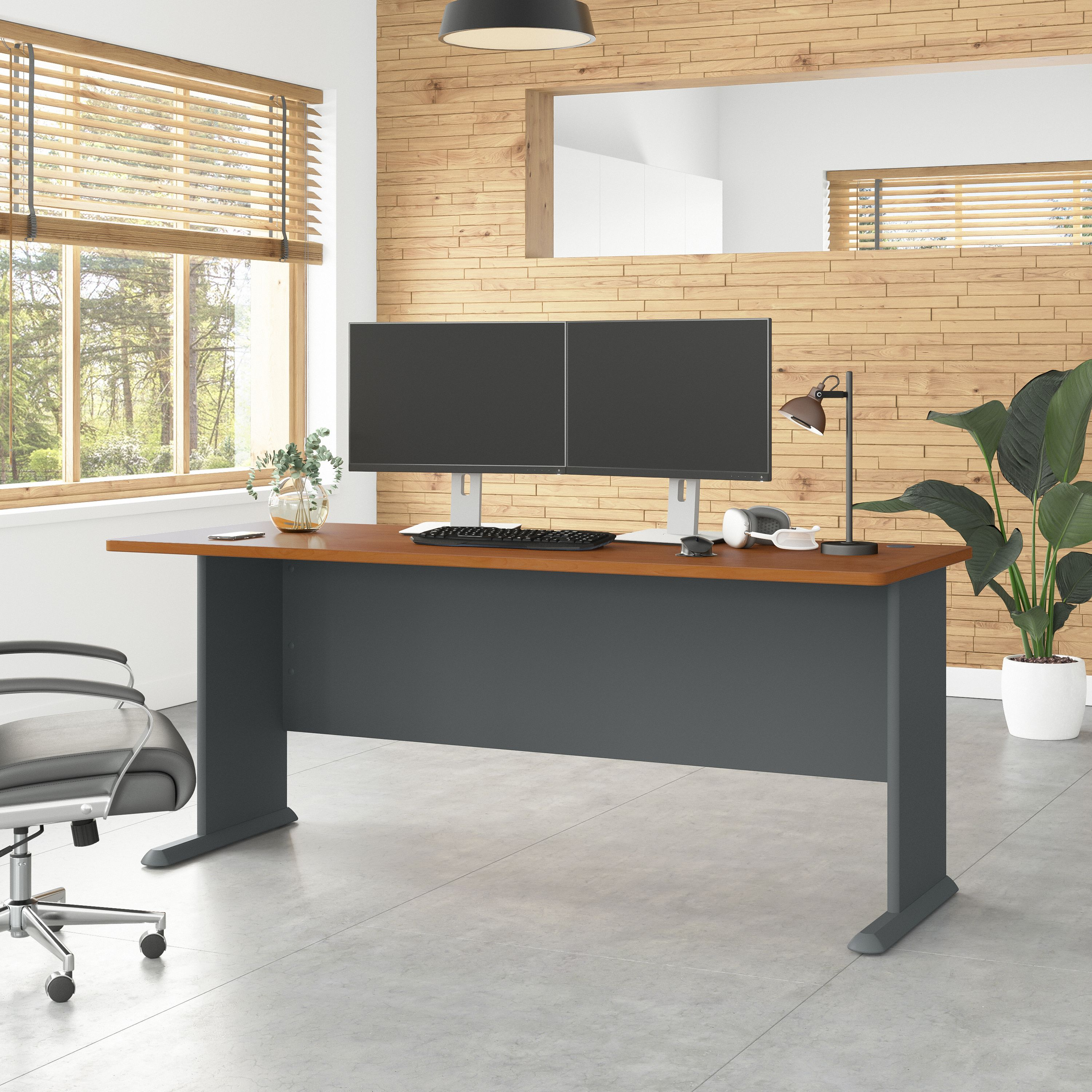 Shop Bush Business Furniture Series A 72W Desk 01 WC57472 #color_natural cherry