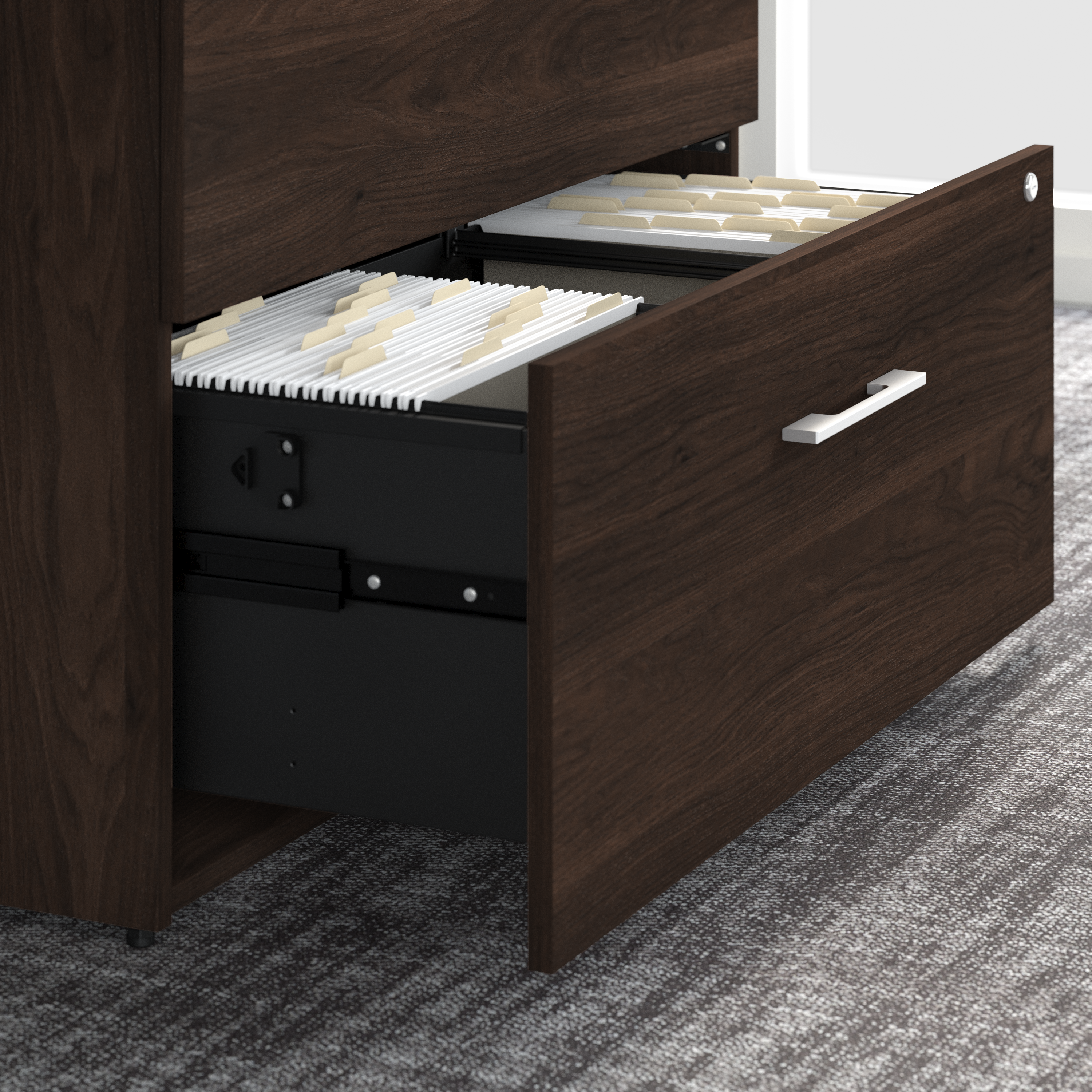 Shop Bush Business Furniture Office 500 36W 2 Drawer Lateral File Cabinet with Hutch 08 OF5007BWSU #color_black walnut