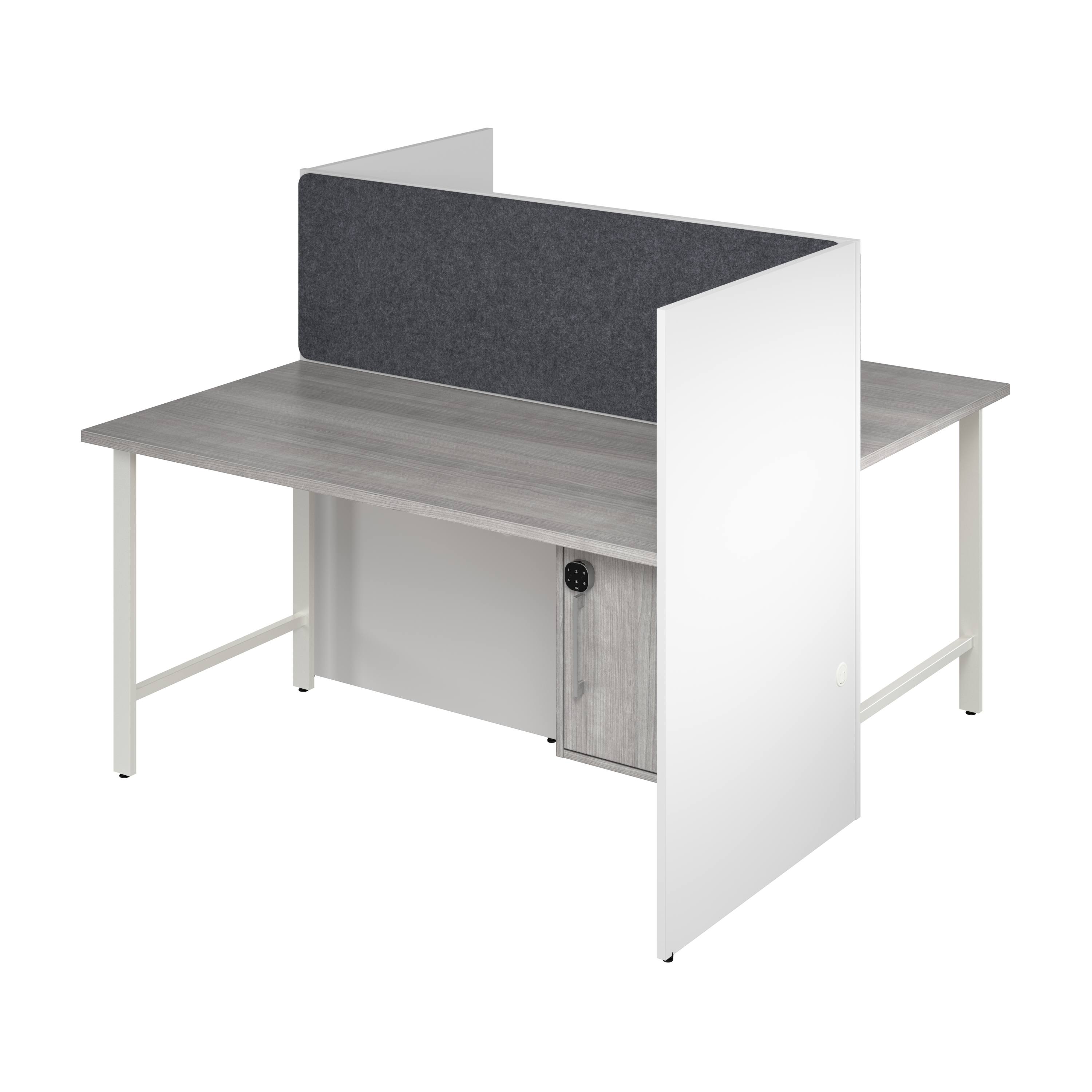Shop Hustle 60-inch 2 Person Office Cubicles with Locking Storage and Large Tackboards HUS023WHPG 1 #color_white/platinum gray