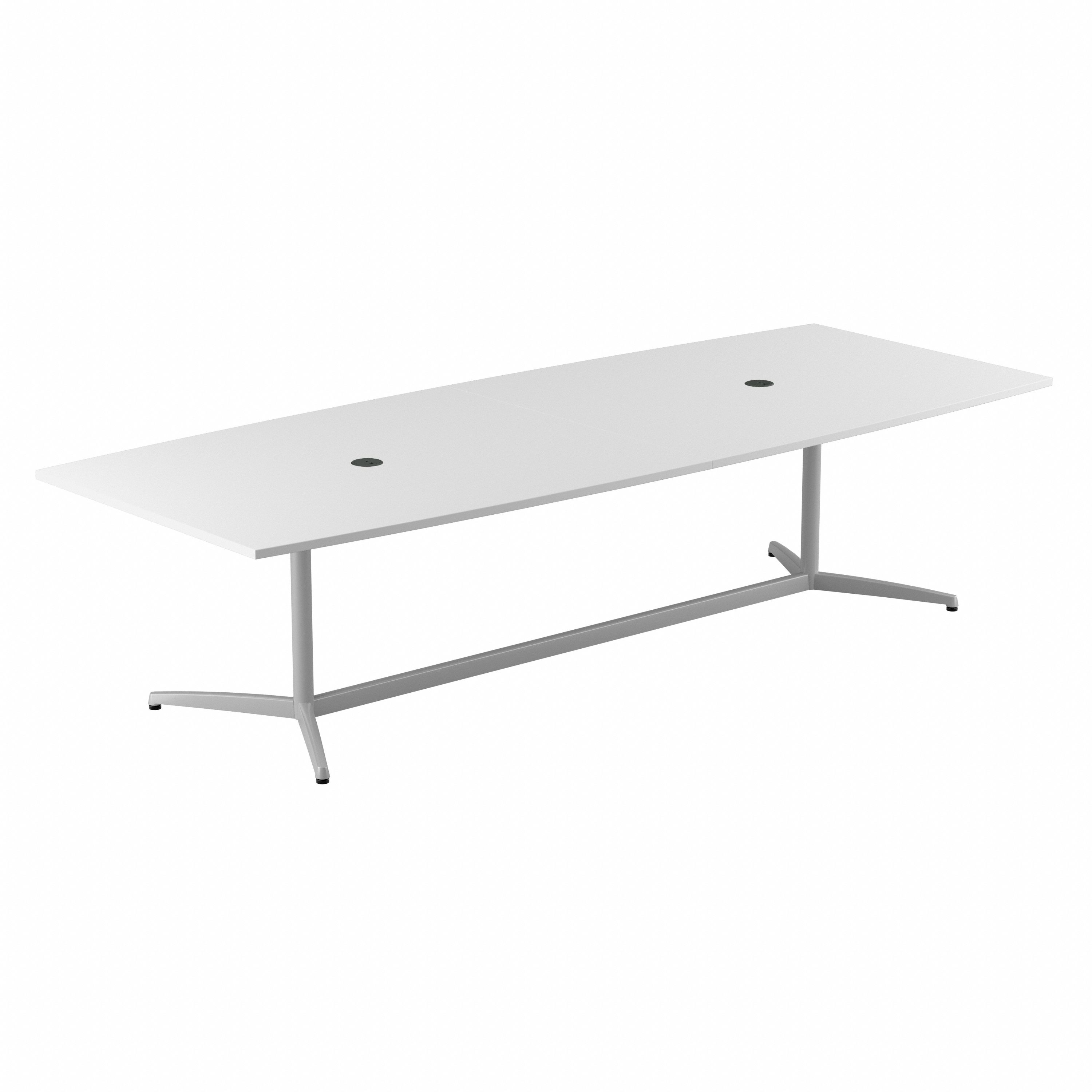 Shop Bush Business Furniture 120W x 48D Boat Shaped Conference Table with Metal Base 02 99TBM120WHSVK #color_white