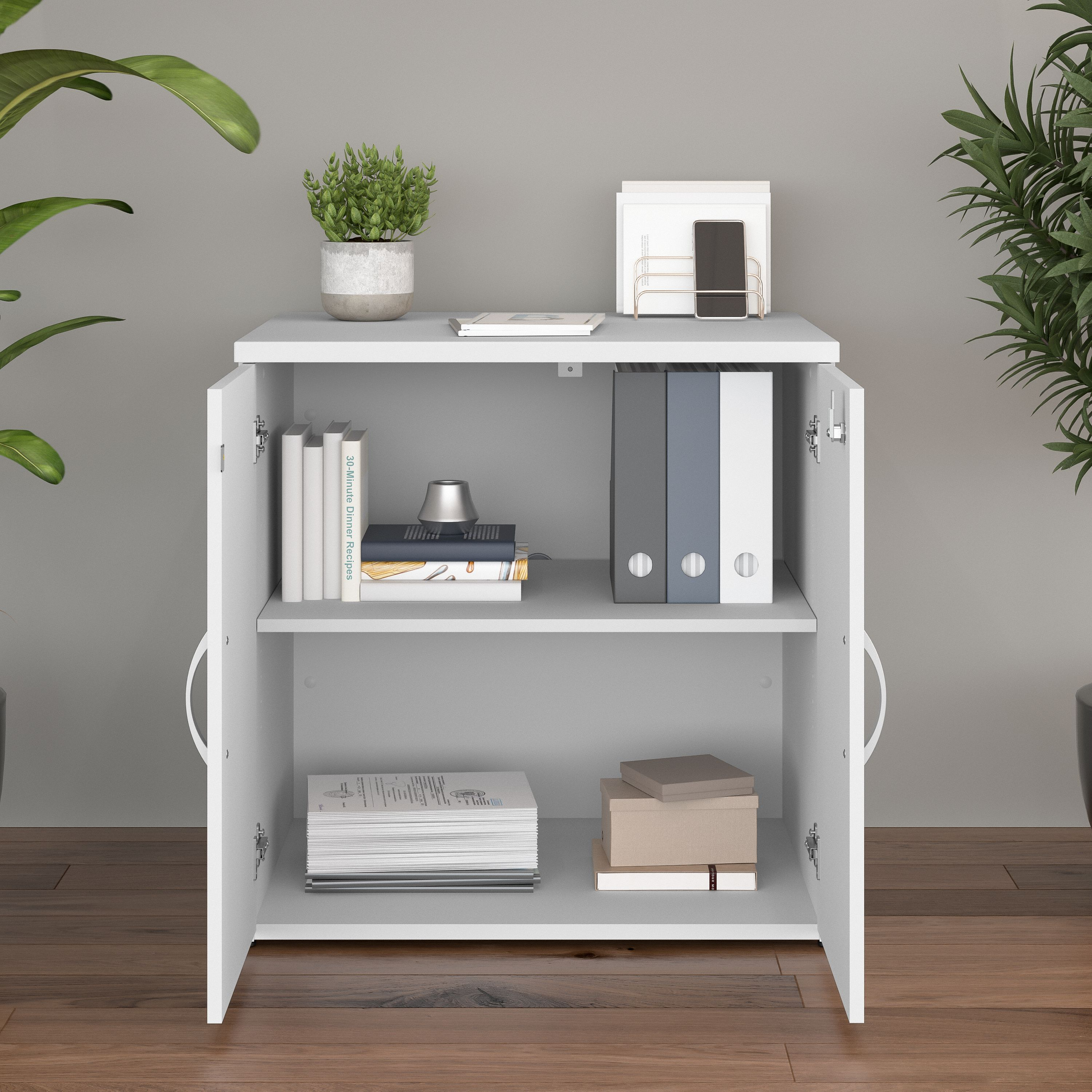 Shop Bush Business Furniture Studio C Office Storage Cabinet with Doors 03 SCS130WH #color_white