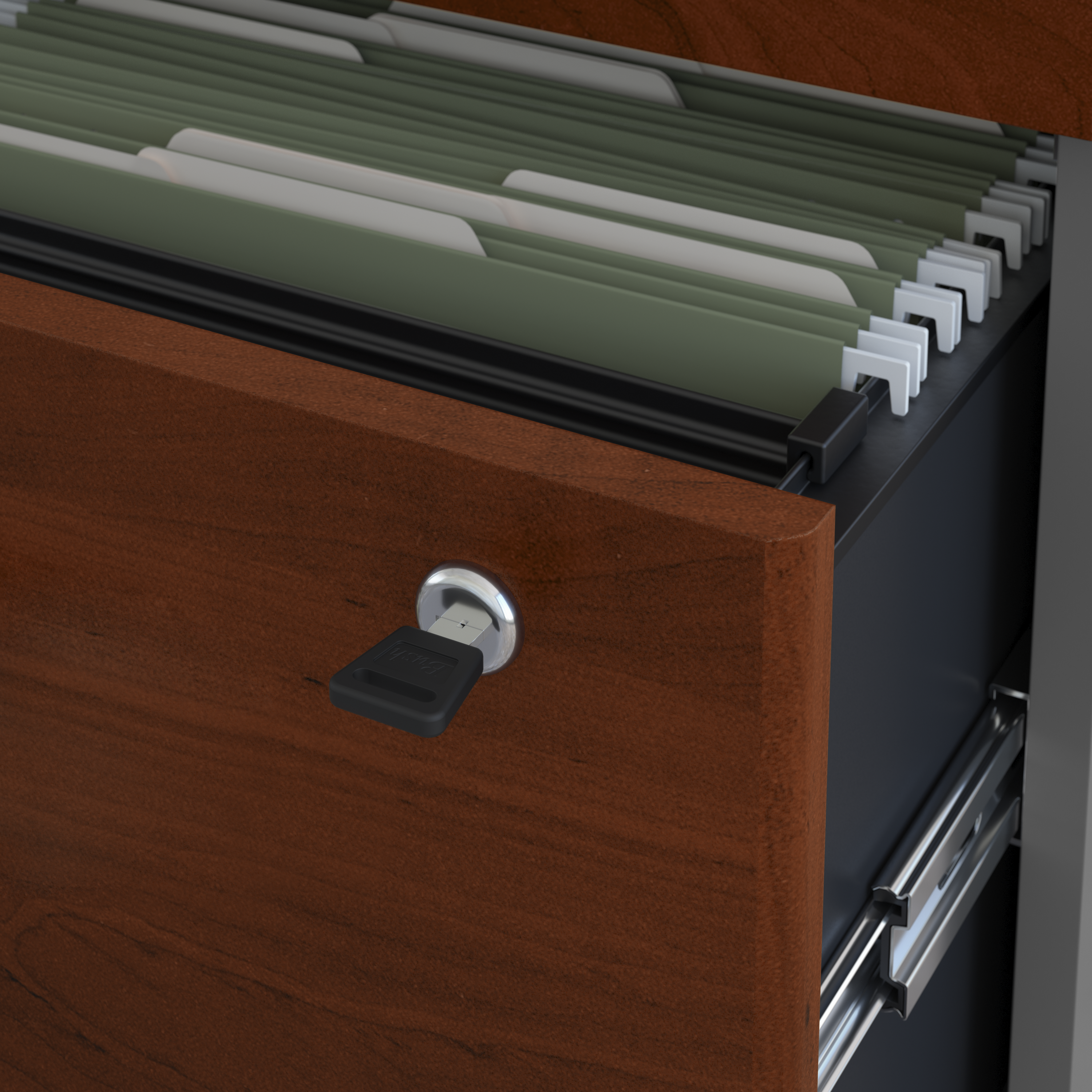Shop Bush Business Furniture Series C Bow Front Left Handed U Shaped Desk with 2 Drawer Lateral File Cabinet 07 SRC019HCLSU #color_hansen cherry/graphite gray