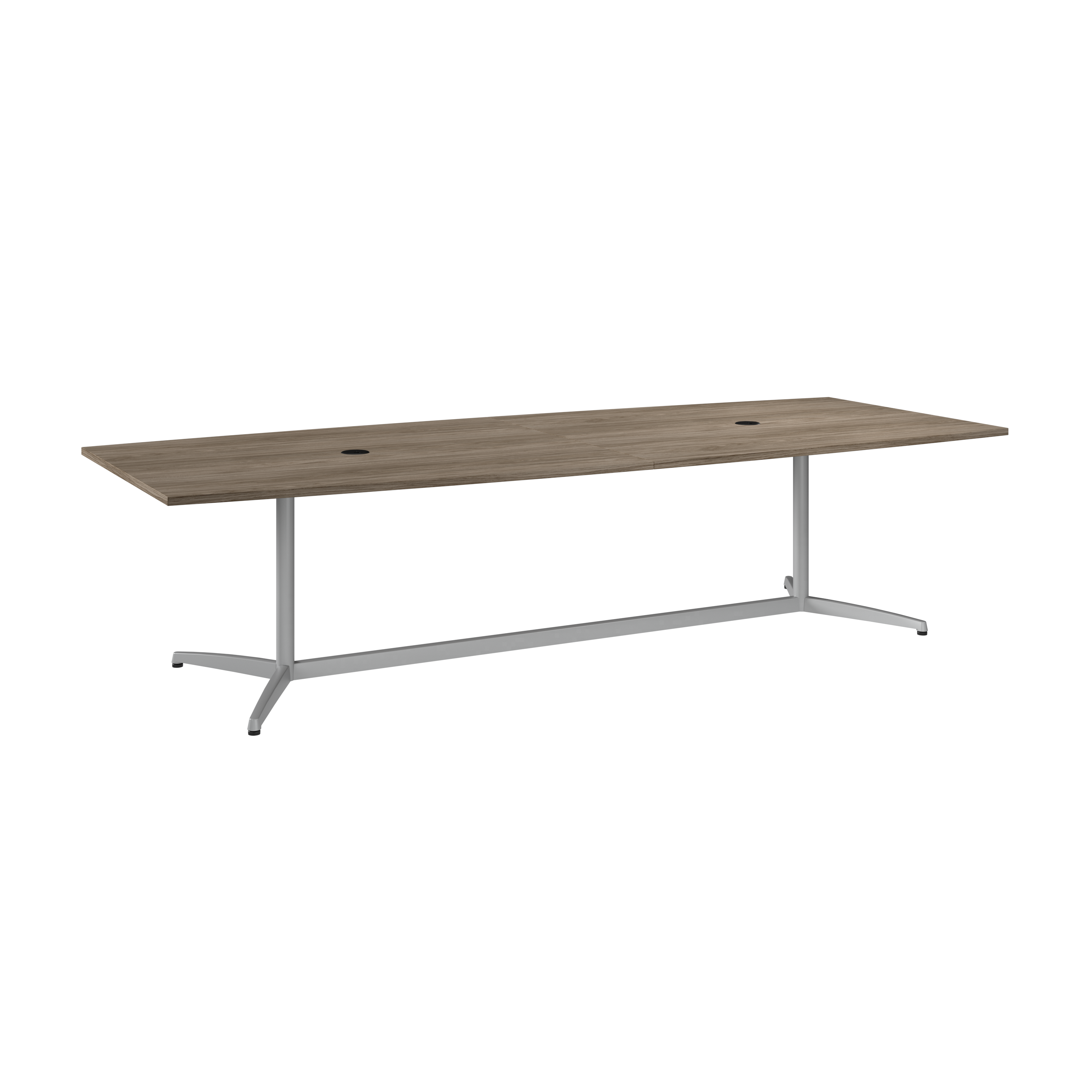 Shop Bush Business Furniture 120W x 48D Boat Shaped Conference Table with Metal Base 02 99TBM120MHSVK #color_modern hickory