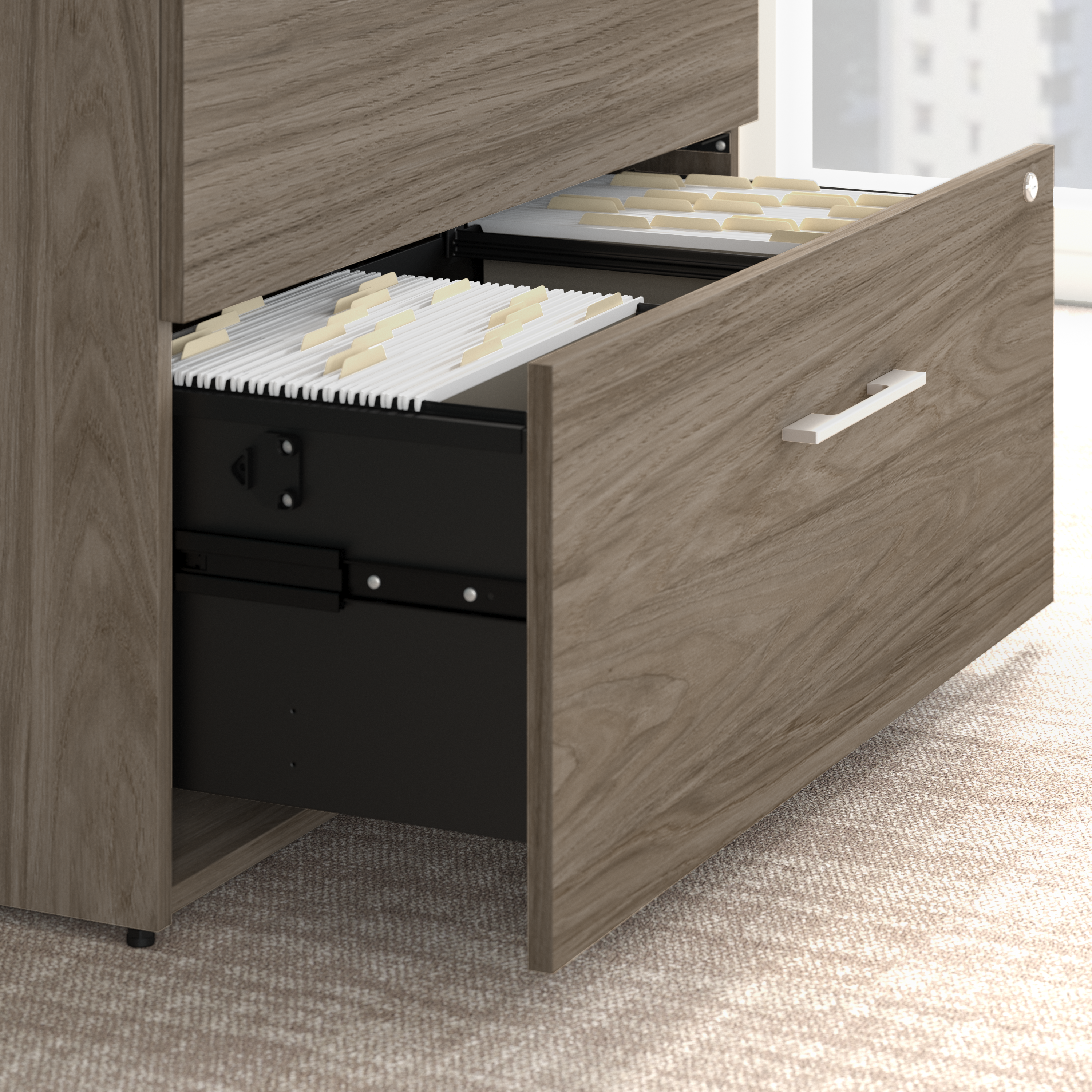 Shop Bush Business Furniture Office 500 36W 2 Drawer Lateral File Cabinet - Assembled 08 OFF136MHSU #color_modern hickory