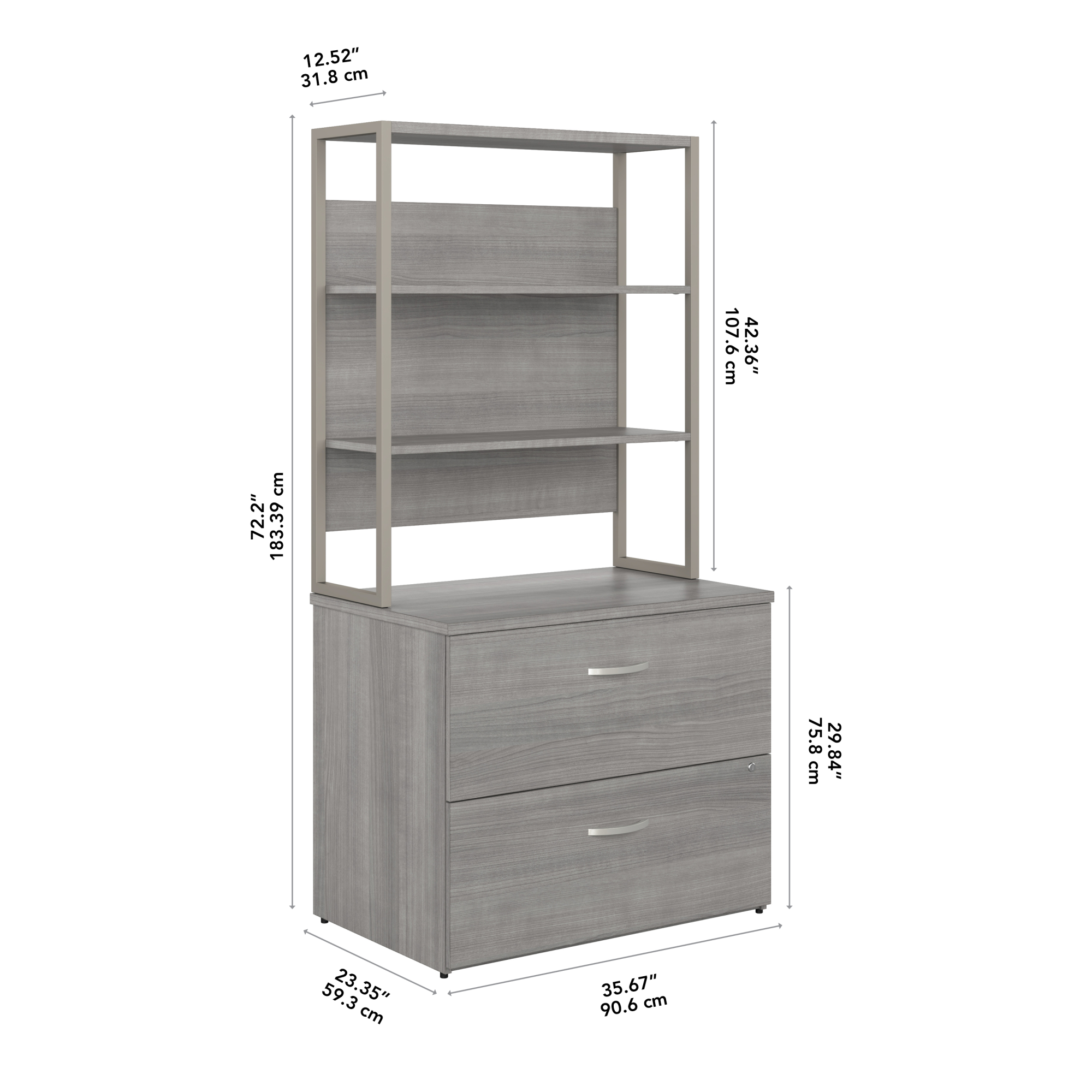 Shelby 2 drawer lateral filing cabinet with hutch discount