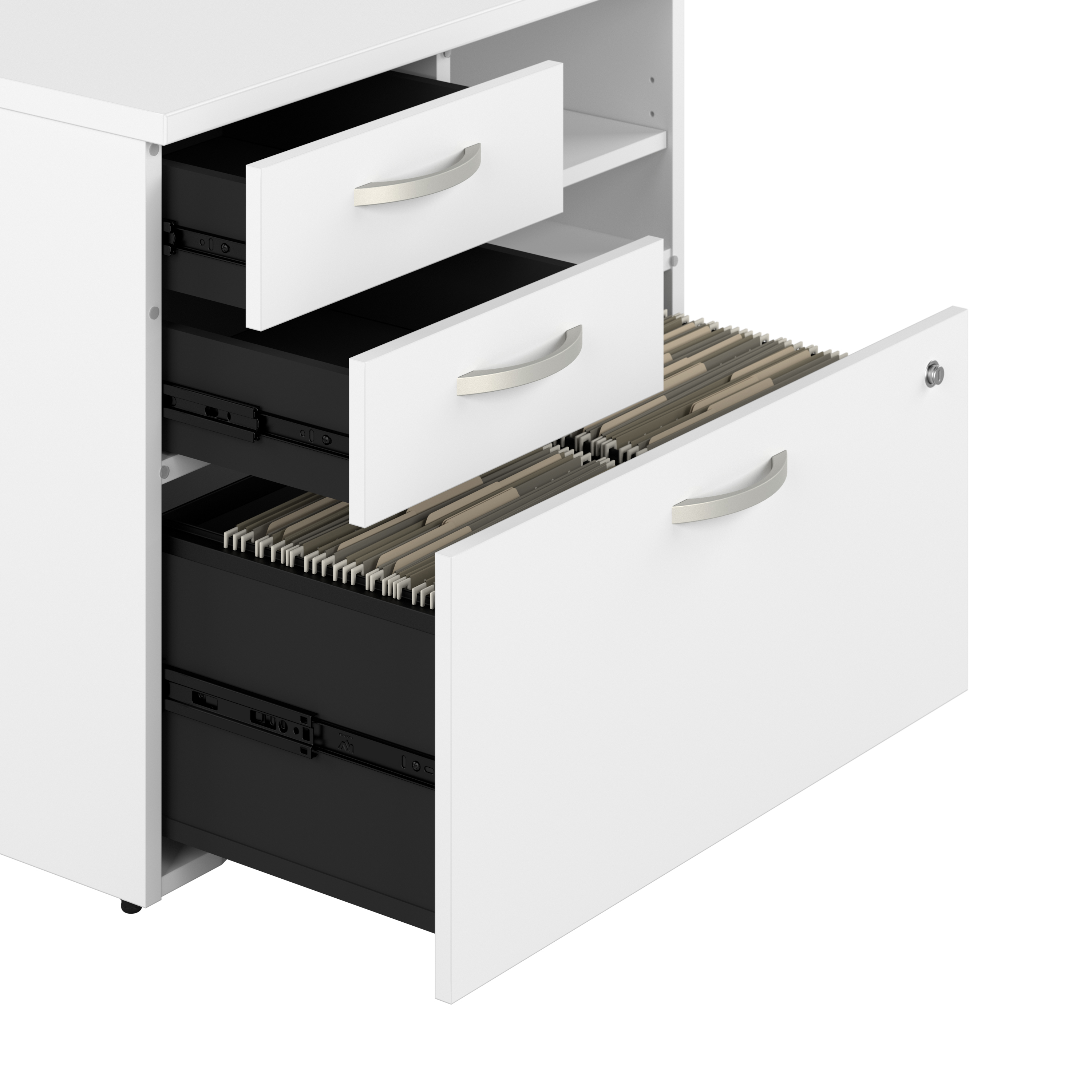 Shop Bush Business Furniture Studio C Office Storage Cabinet with Drawers and Shelves 07 SCF130WHSU #color_white