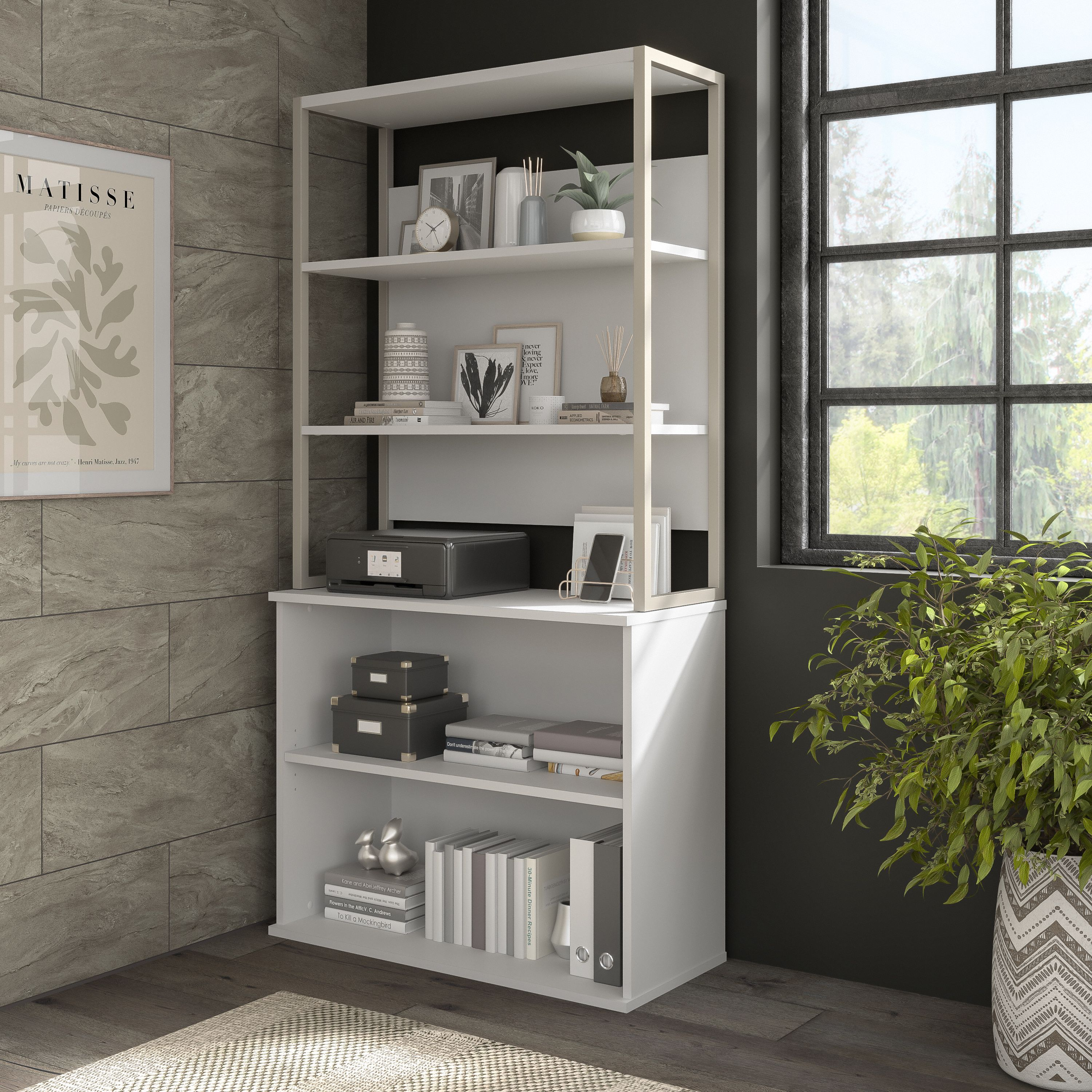 Shop Bush Business Furniture Hybrid 36W Bookcase Hutch 01 HYH236WH #color_white