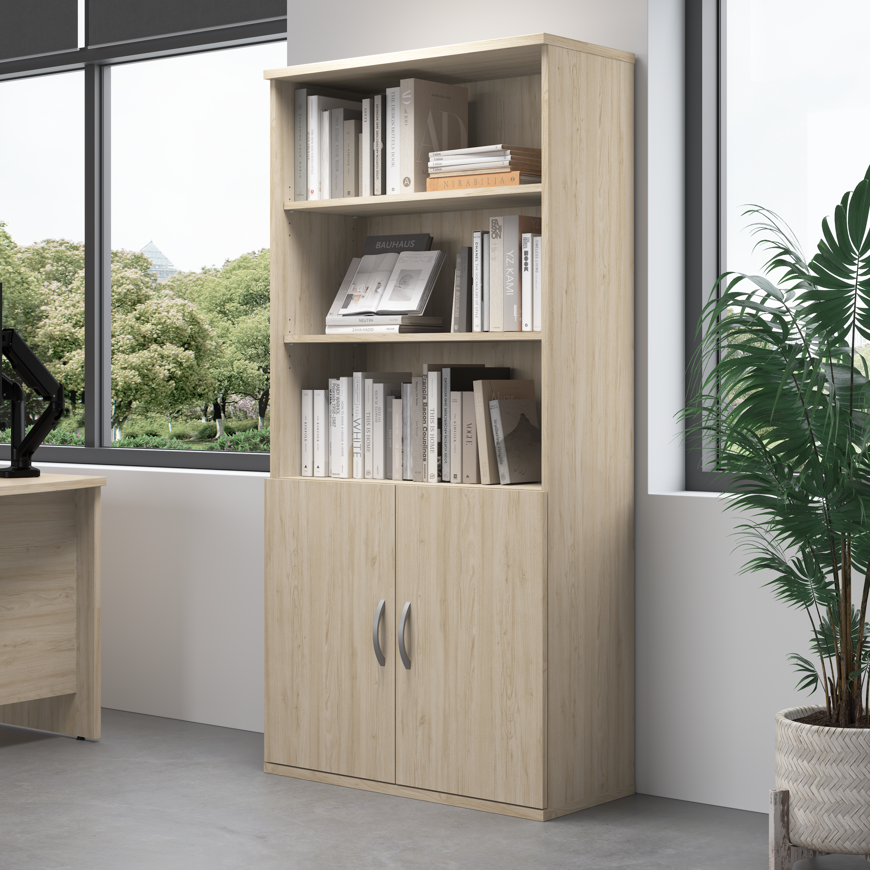 Shop Bush Business Furniture Studio C Tall 5 Shelf Bookcase 05 SCB136NE #color_natural elm