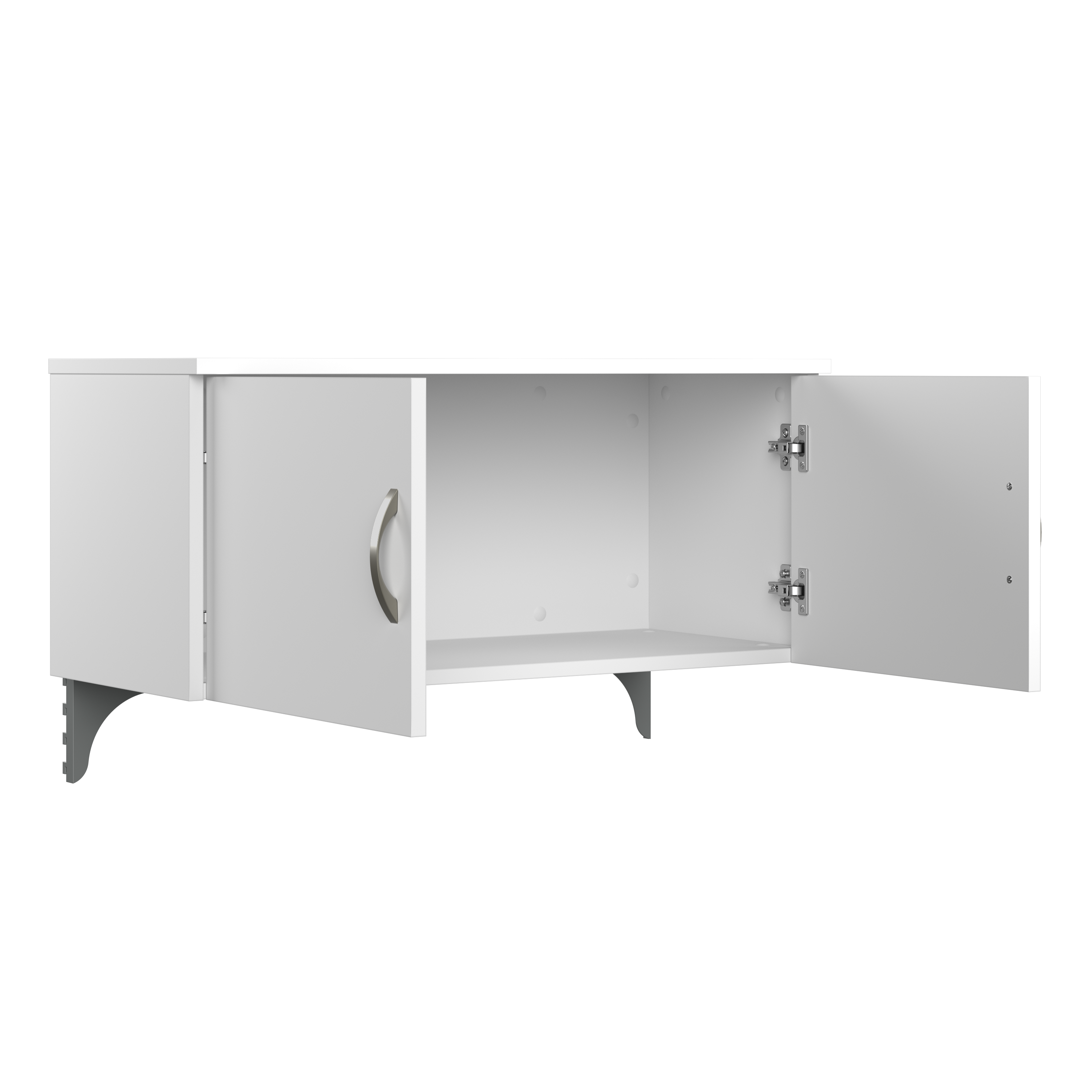 Shop Bush Business Furniture Easy Office 60W 4 Person L Shaped Cubicle Desk with Drawers and 45H Panels 08 EOD760SWH-03K #color_pure white/silver gray fabric