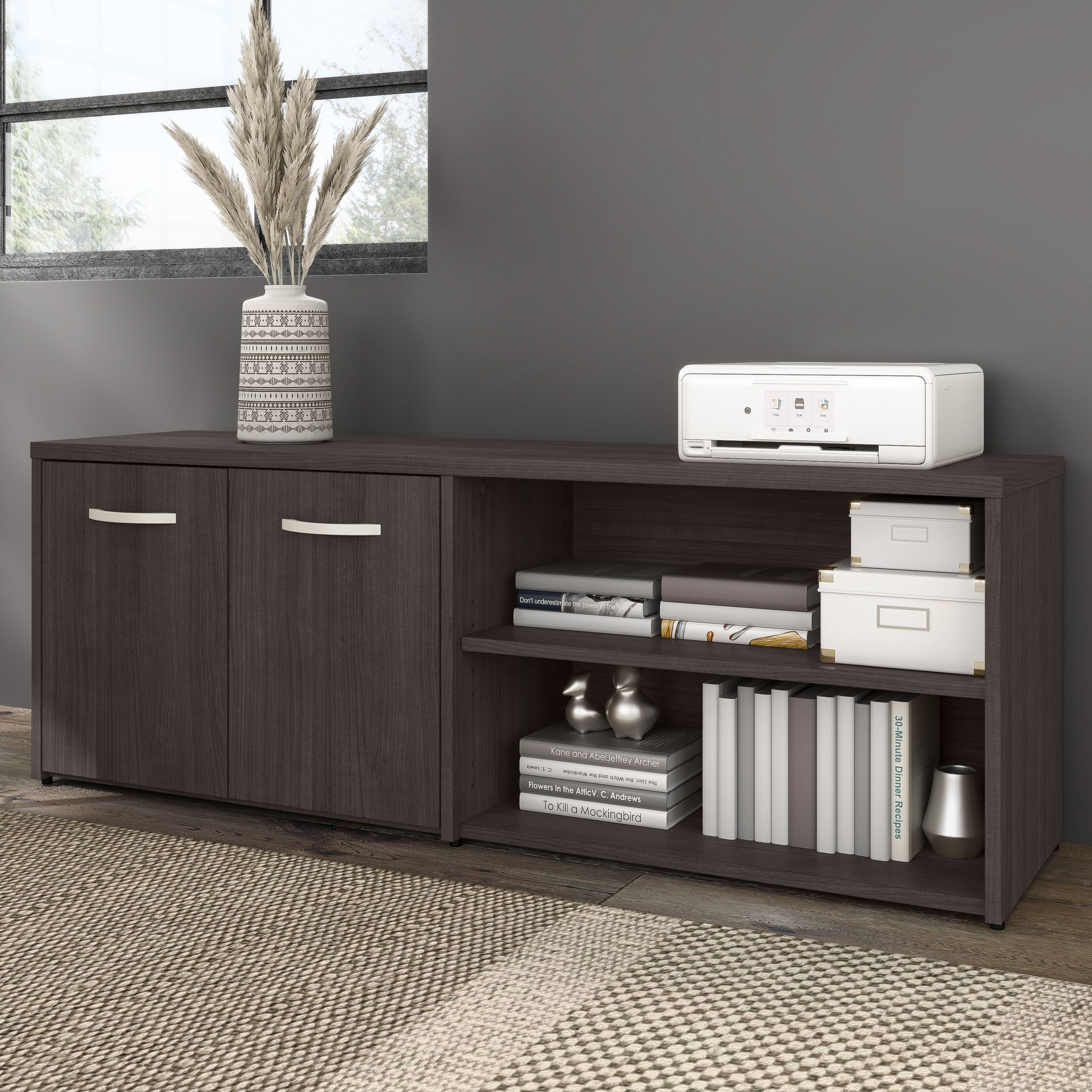 Shop Bush Business Furniture Hybrid Low Storage Cabinet with Doors and Shelves 01 HYS160SG-Z #color_storm gray