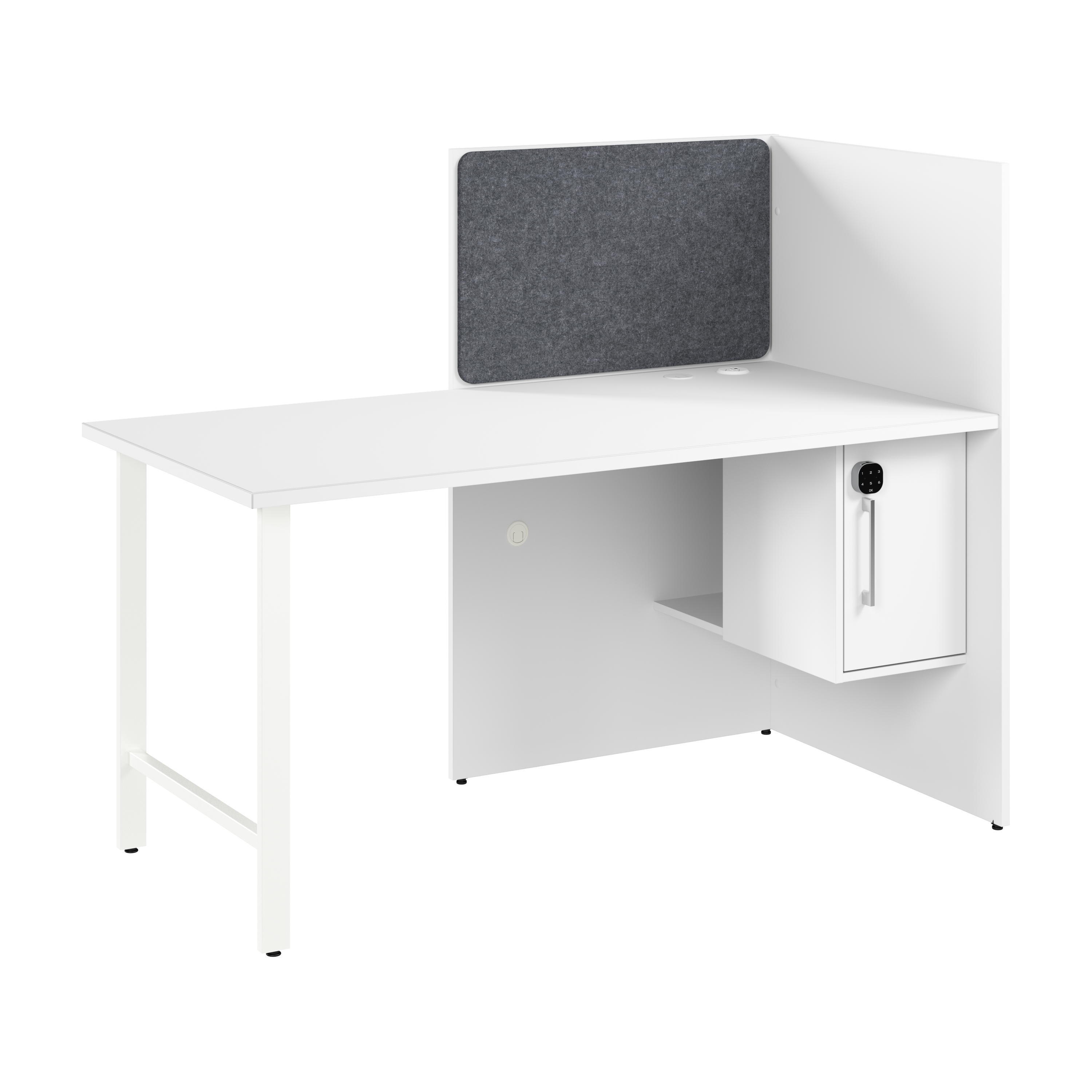 Shop Hustle 60-inch Cubicle Desk for Office with Locking Storage Cabinet HUCB260WH 1 #color_white