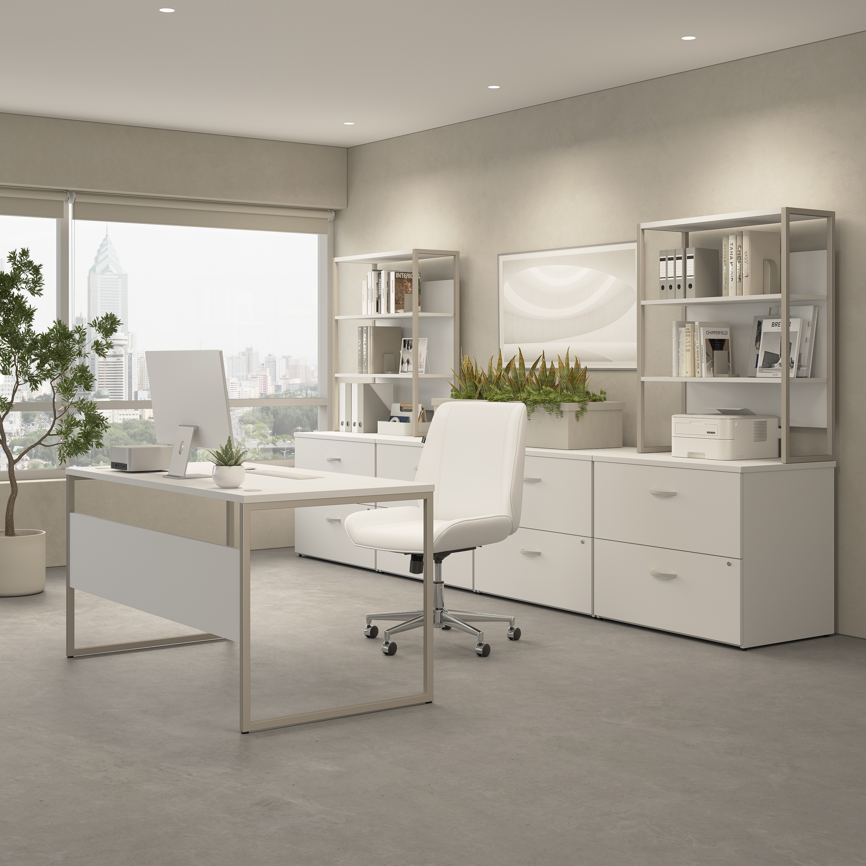 Shop Bush Business Furniture Hybrid 36W Bookcase Hutch 06 HYH236WH #color_white