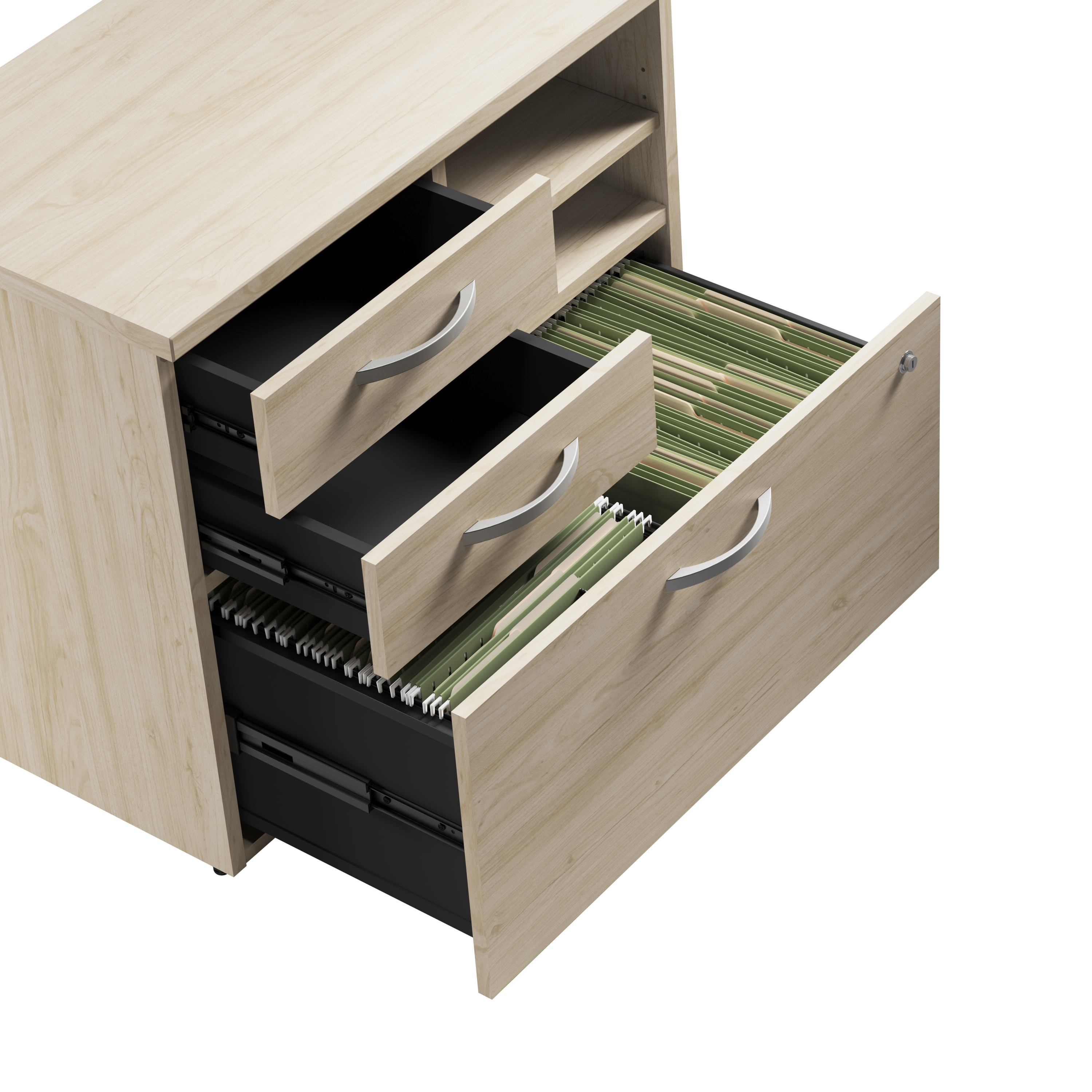 Shop Bush Business Furniture Studio C Office Storage Cabinet with Drawers and Shelves 07 SCF130NESU #color_natural elm