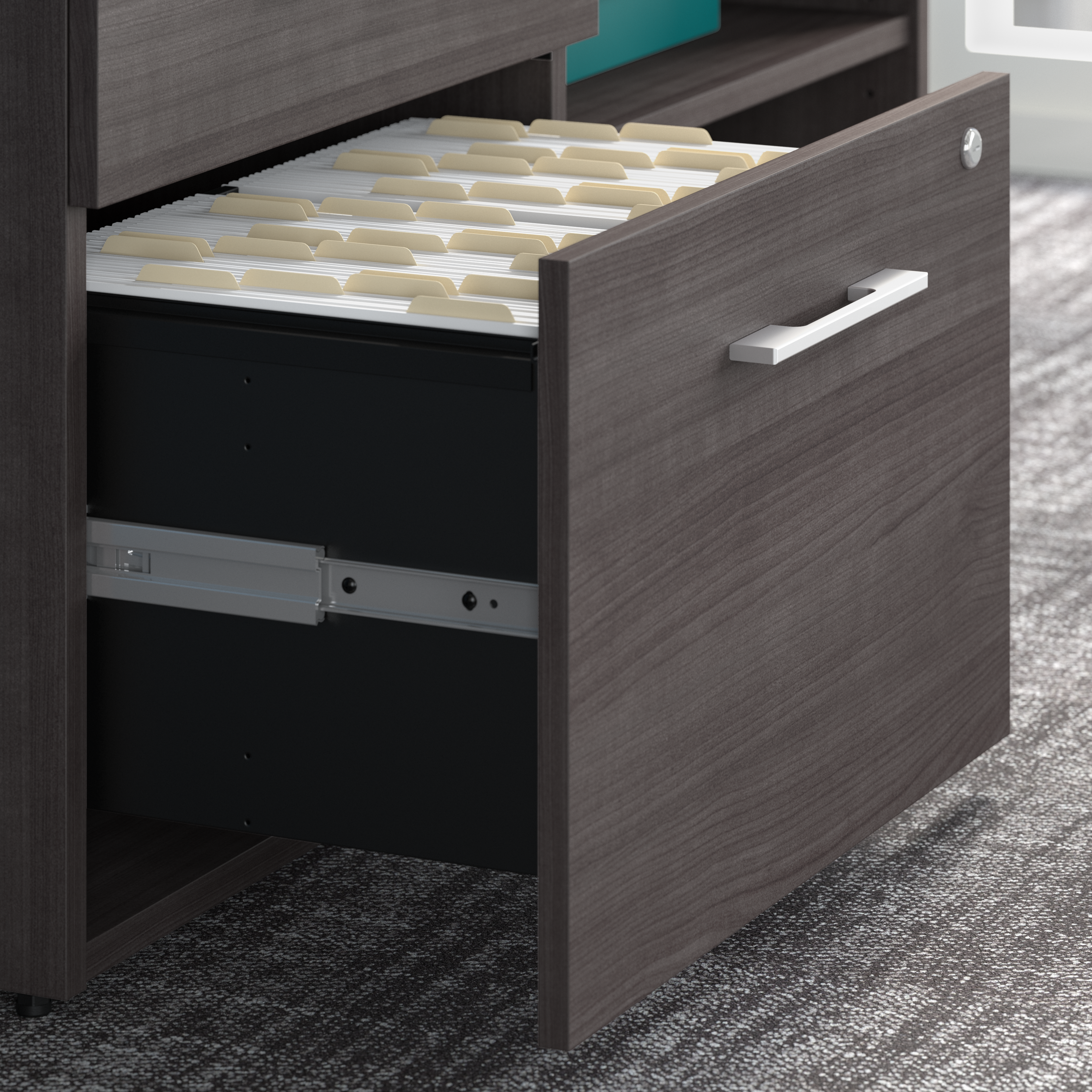Shop Bush Business Furniture Office 500 Low Storage Cabinet with Drawers and Shelves 08 OFS145SG #color_storm gray