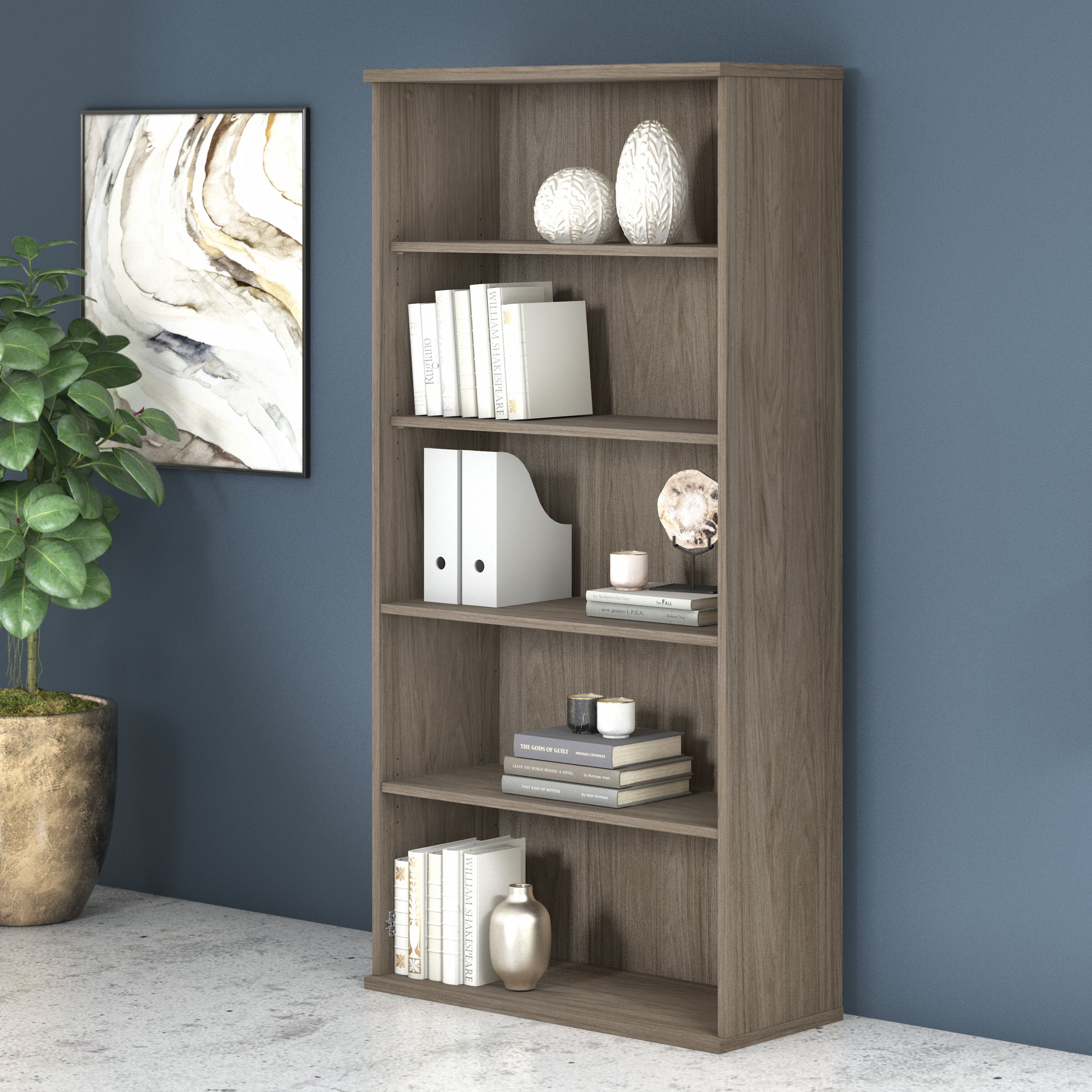 Shop Bush Business Furniture Studio C Tall 5 Shelf Bookcase 01 SCB136MH #color_modern hickory