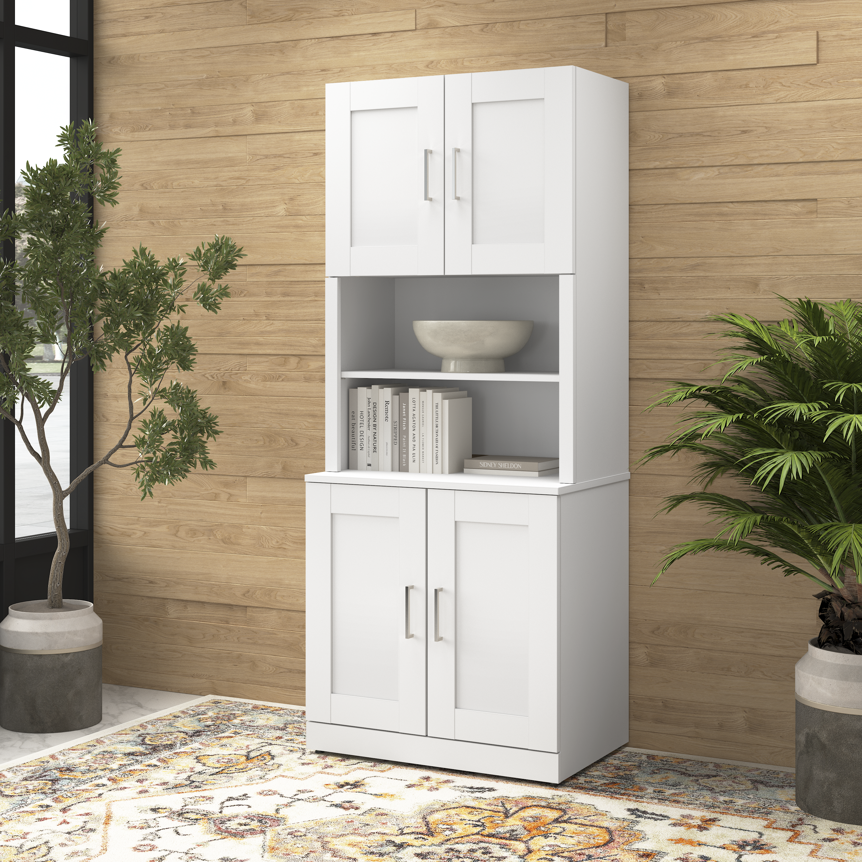Shop Bush Business Furniture Hampton Heights 30W Bookcase Hutch 05 HHH130WH #color_white