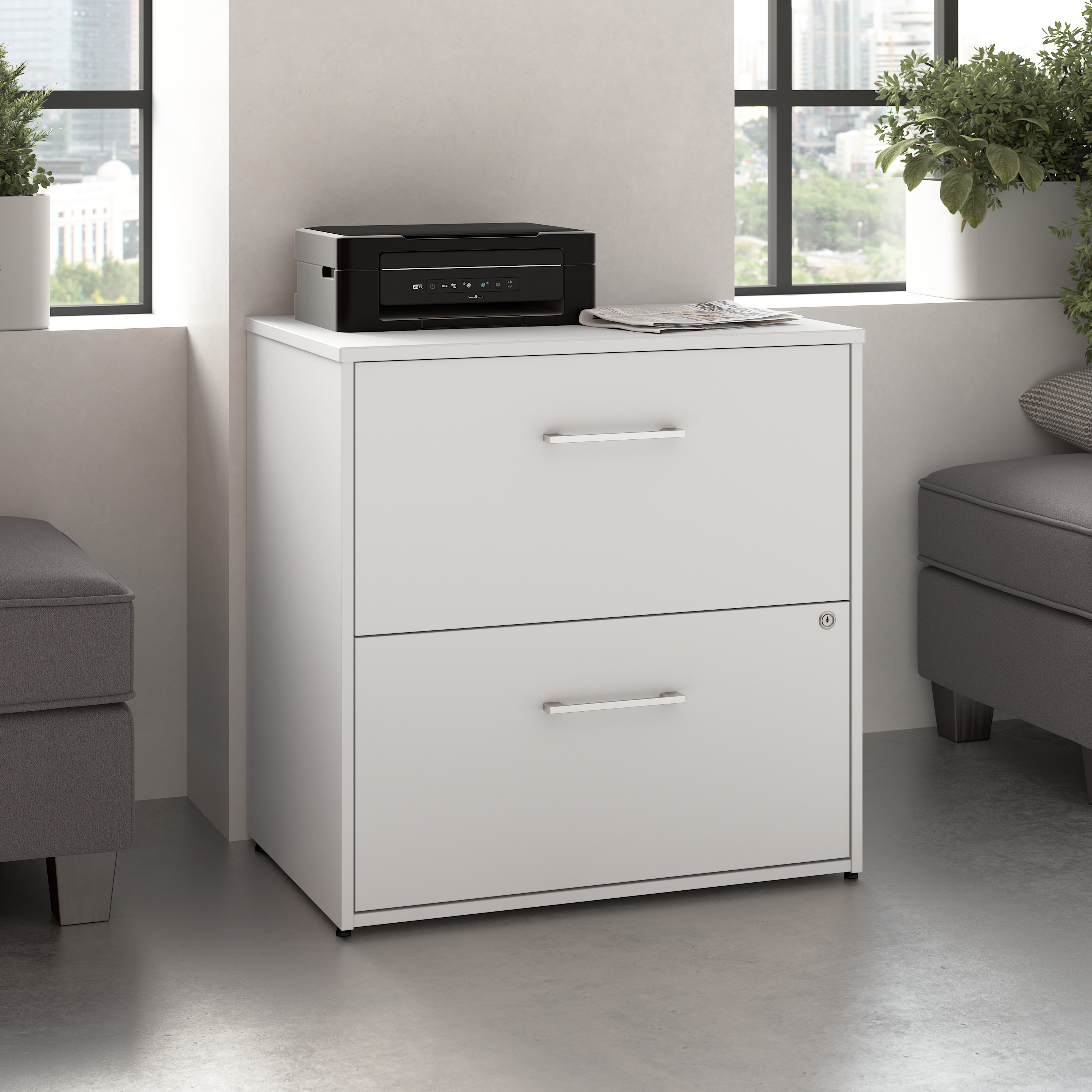 Shop Bush Business Furniture Hustle 2 Drawer Lateral File Cabinet 01 HUF130WH #color_white
