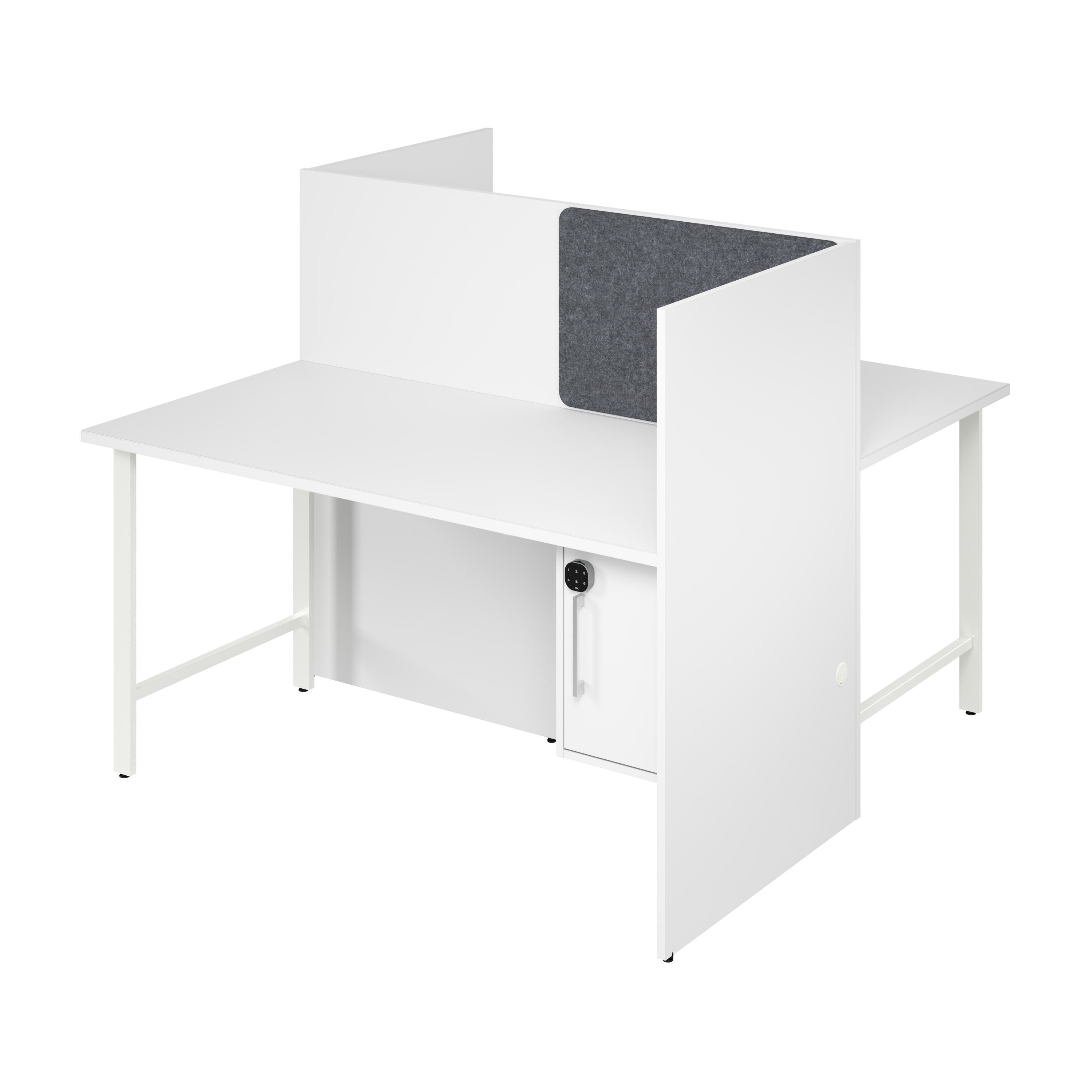Shop Hustle 60-inch 2 Person Office Cubicles with Locking Storage Cabinet HUS032WH 1 #color_white