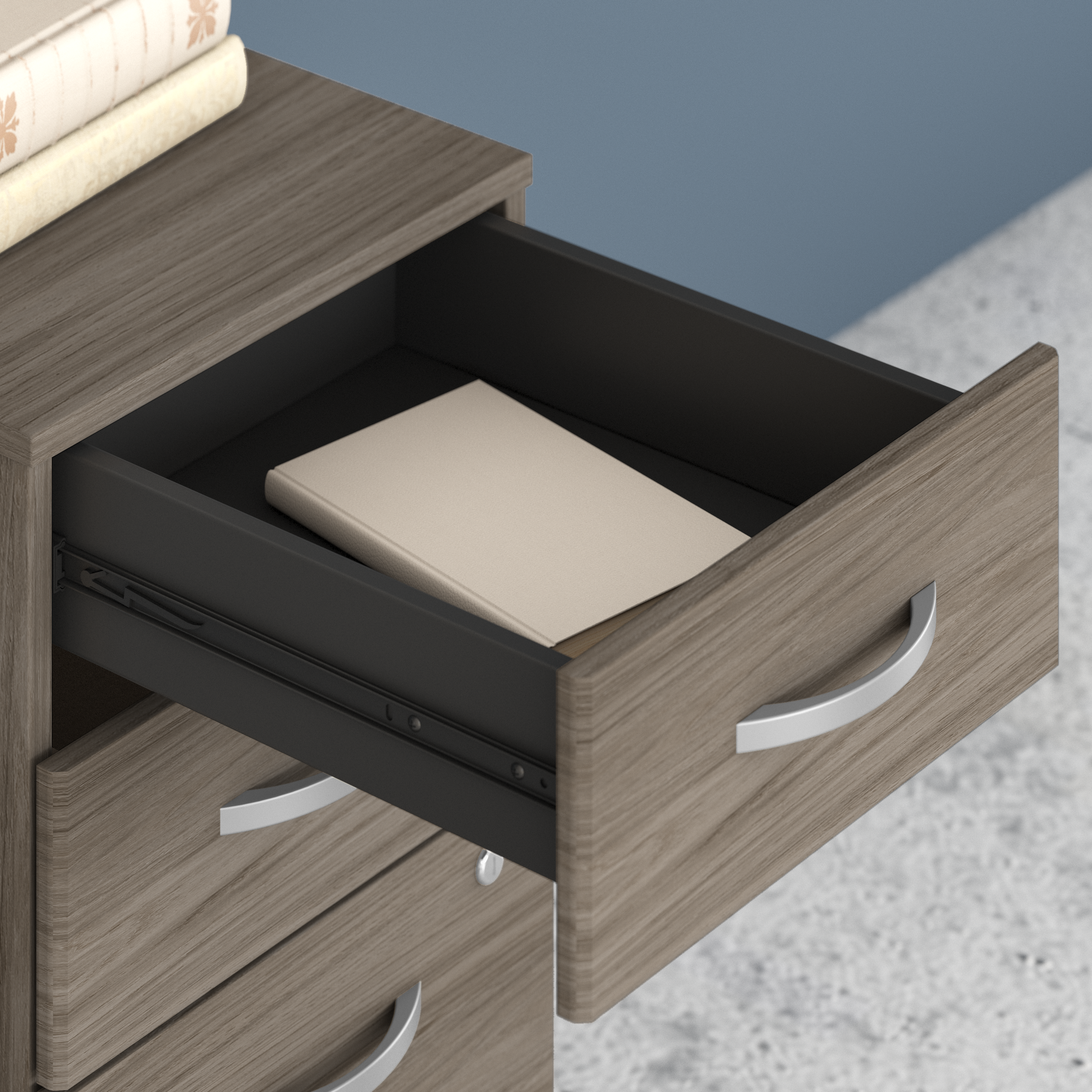 Shop Bush Business Furniture Studio C 72W x 30D Office Desk with Hutch and Mobile File Cabinet 07 STC011MHSU #color_modern hickory