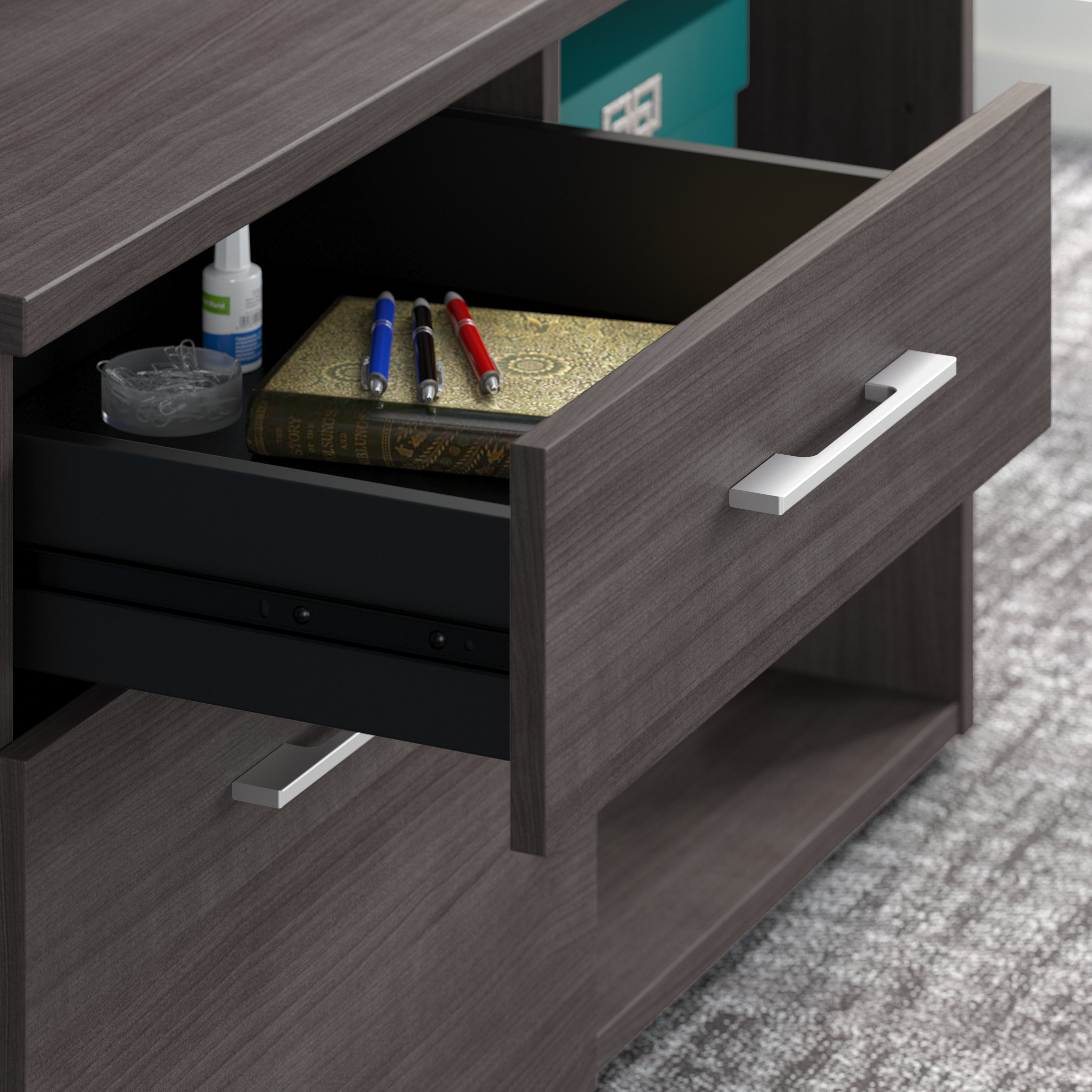 Shop Bush Business Furniture Office 500 72W U Shaped Executive Desk with Drawers 07 OF5002SGSU #color_storm gray
