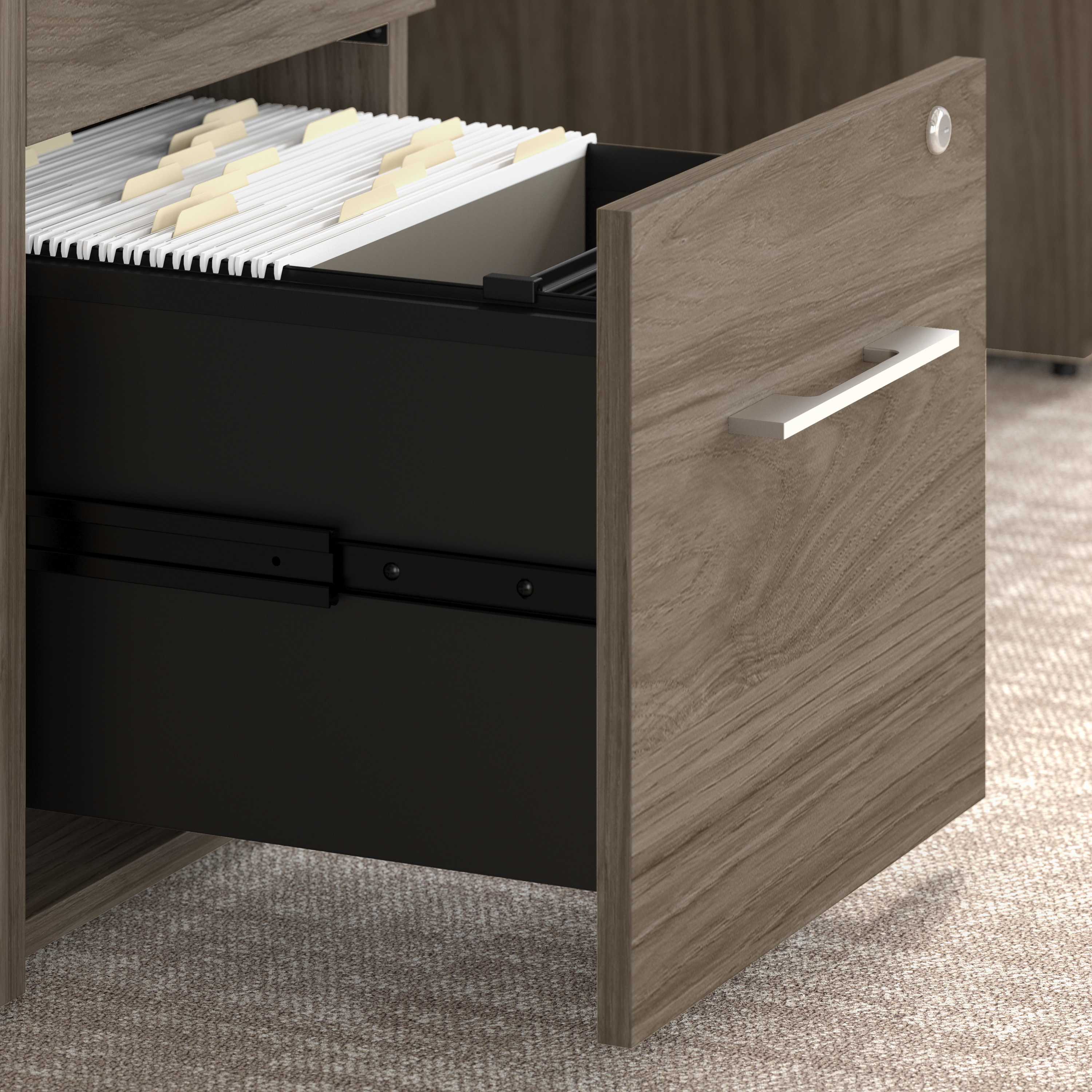 Shop Bush Business Furniture Office 500 72W U Shaped Executive Desk with Drawers 08 OF5002MHSU #color_modern hickory