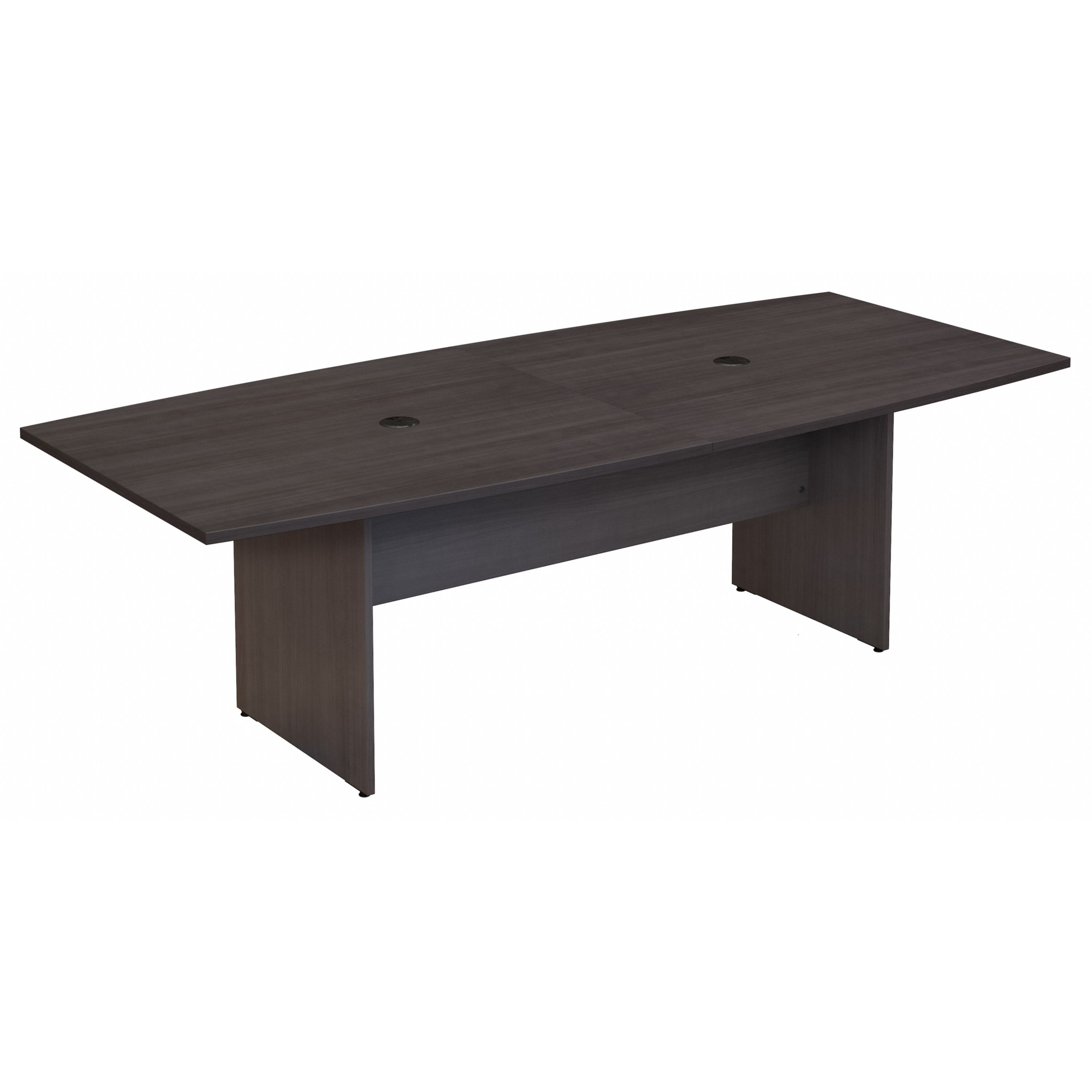 Shop Bush Business Furniture 96W x 42D Boat Shaped Conference Table with Wood Base 02 99TB9642SGK #color_storm gray