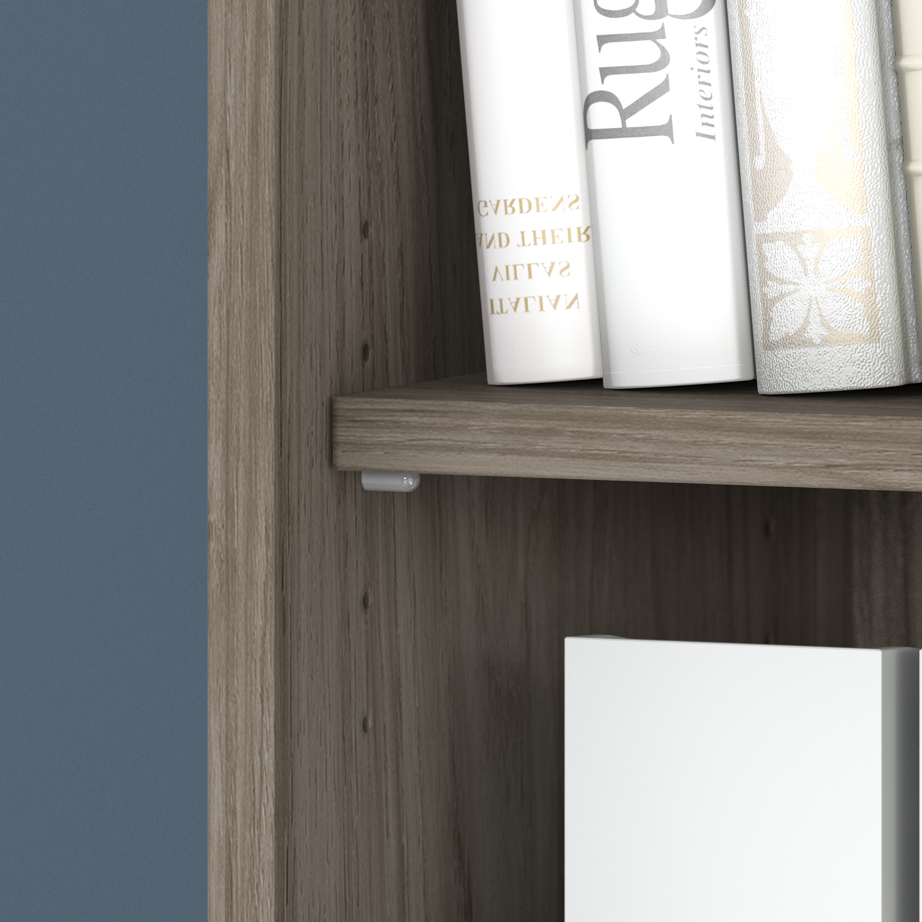 Shop Bush Business Furniture Hybrid Tall 5 Shelf Bookcase with Doors 09 HYB024MH #color_modern hickory